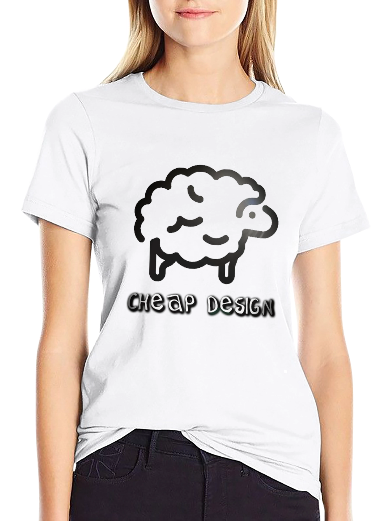 Sheep Design Black T-Shirt