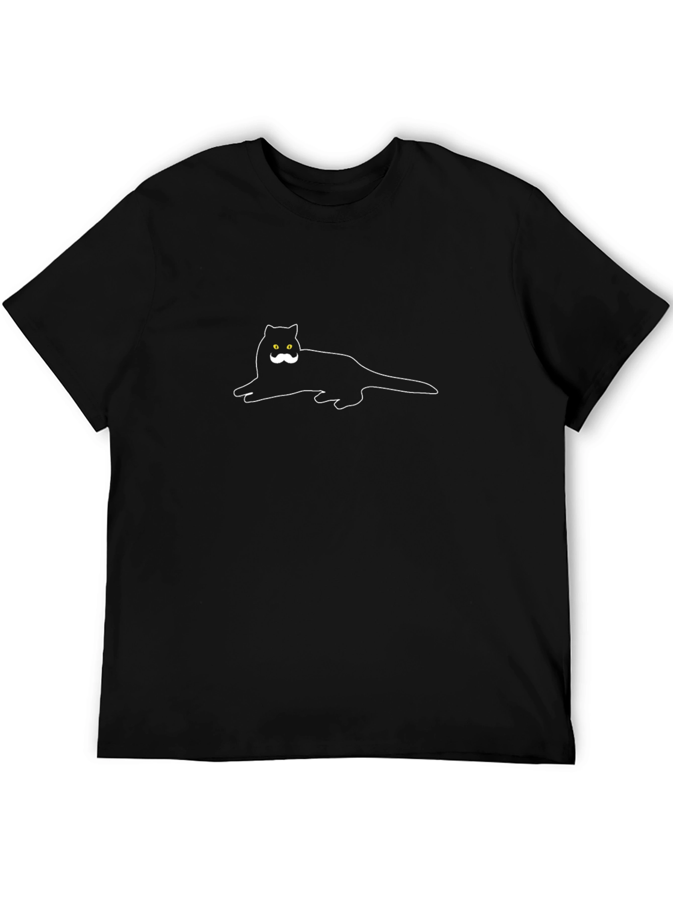 Funny Cat Mustache Black T-Shirt