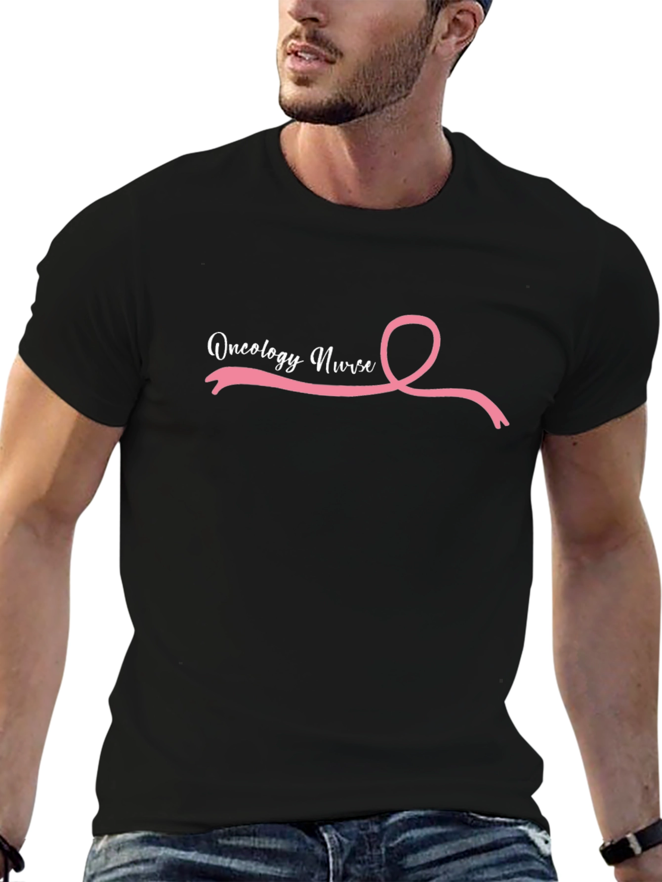 Oncology Nurse Ribbon Black T-Shirt