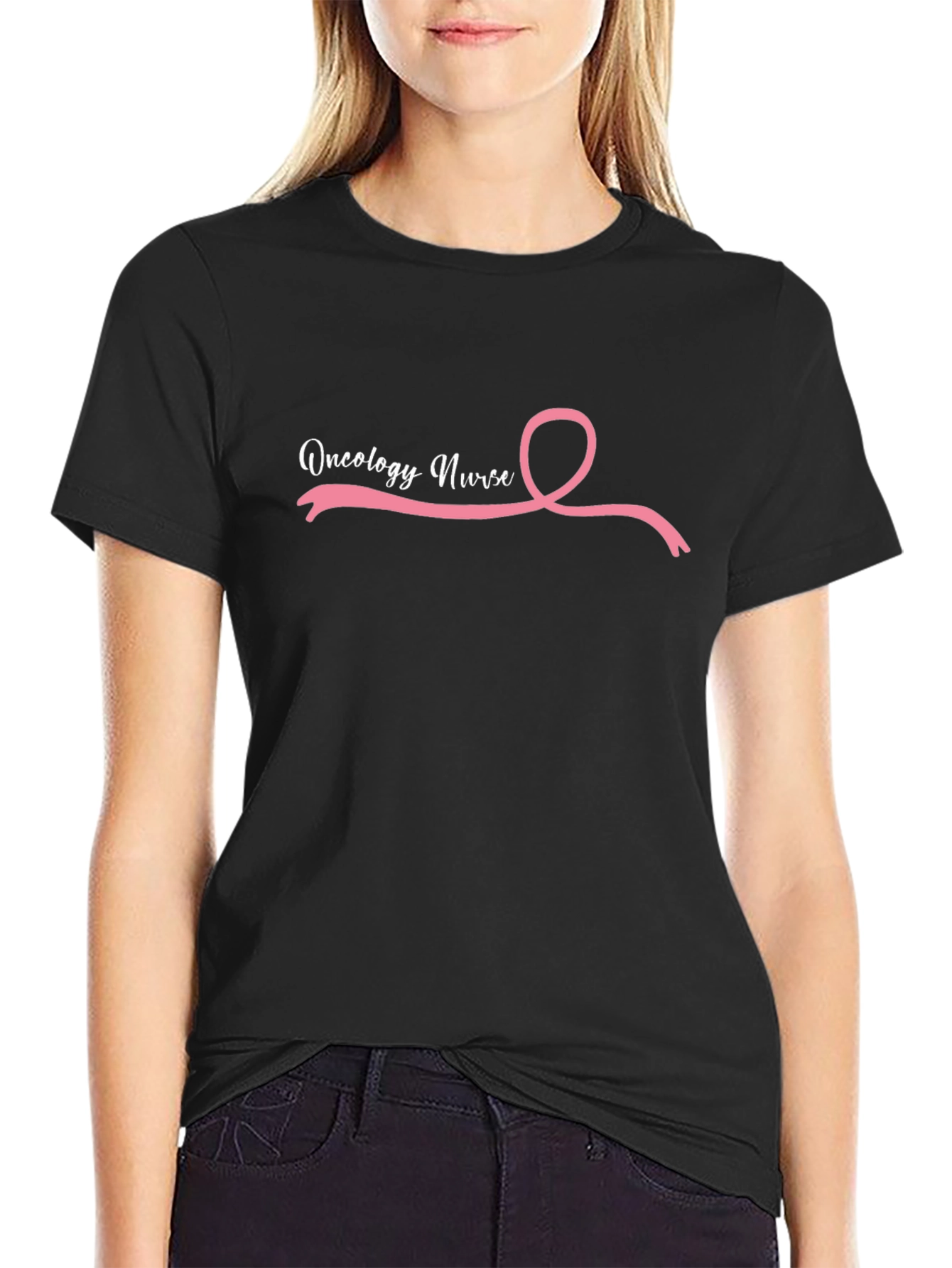 Oncology Nurse Ribbon Black T-Shirt