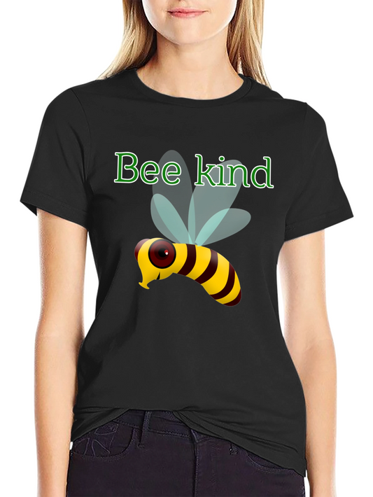 Bee Kind T-Shirt - Black Cotton Tee with Cute Bee Design