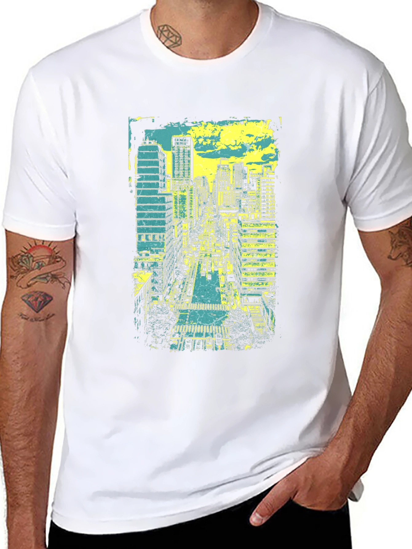Urban Skyline Graphic Tee - Black