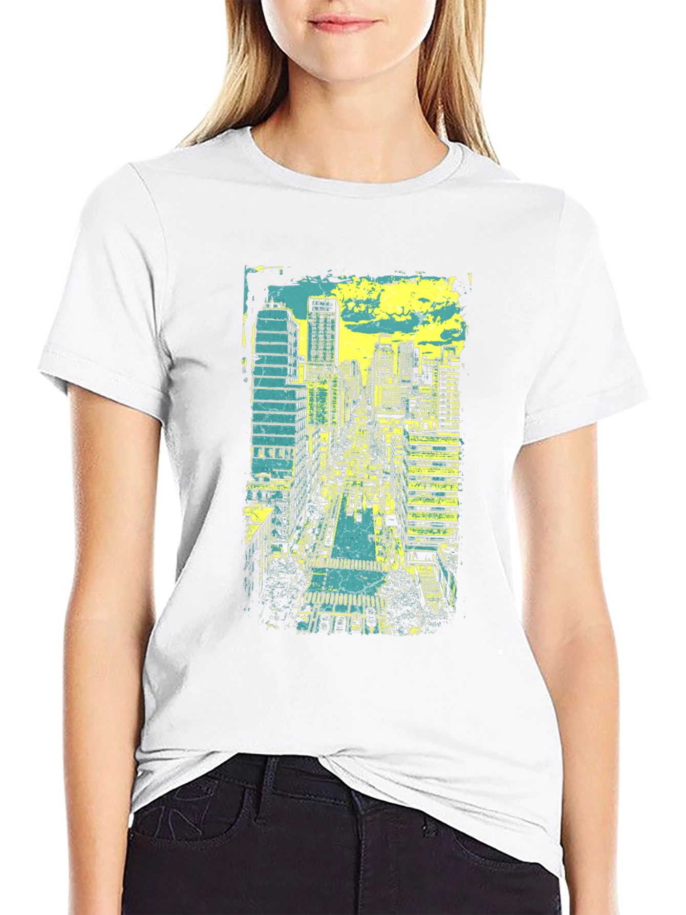 Urban Skyline Graphic Tee - Black