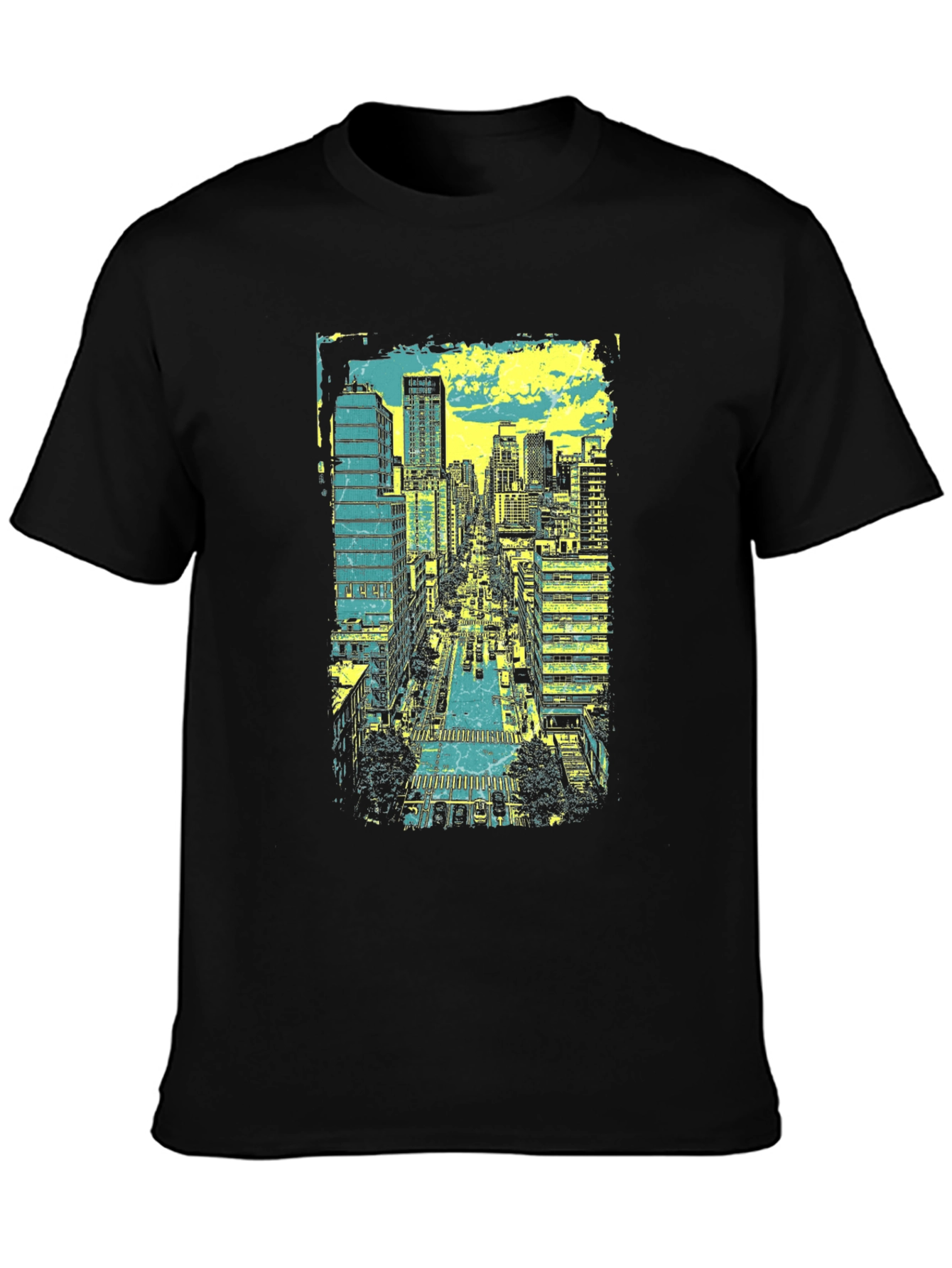 Urban Skyline Graphic Tee - Black