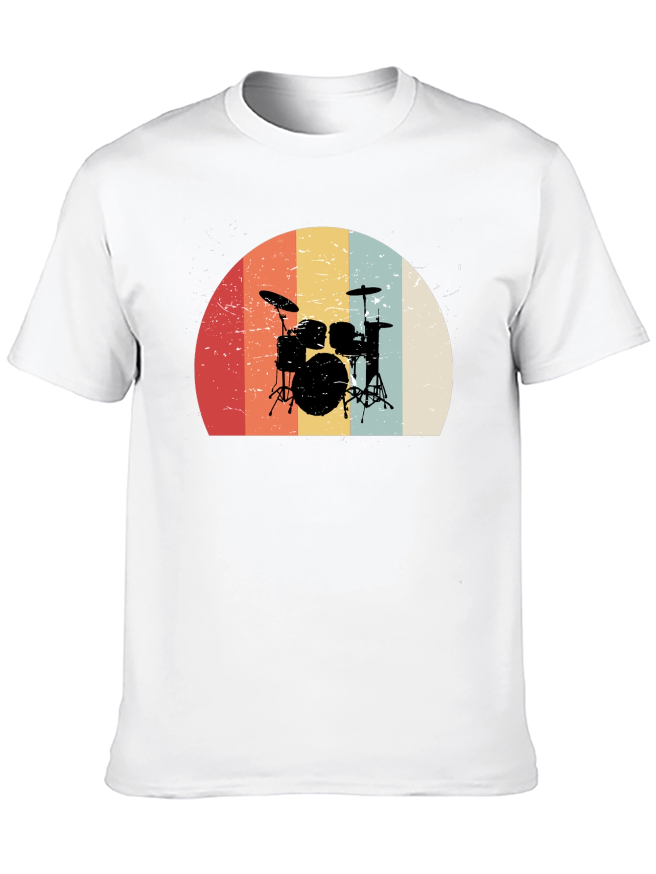 Retro Drum Set Graphic Tee - Black