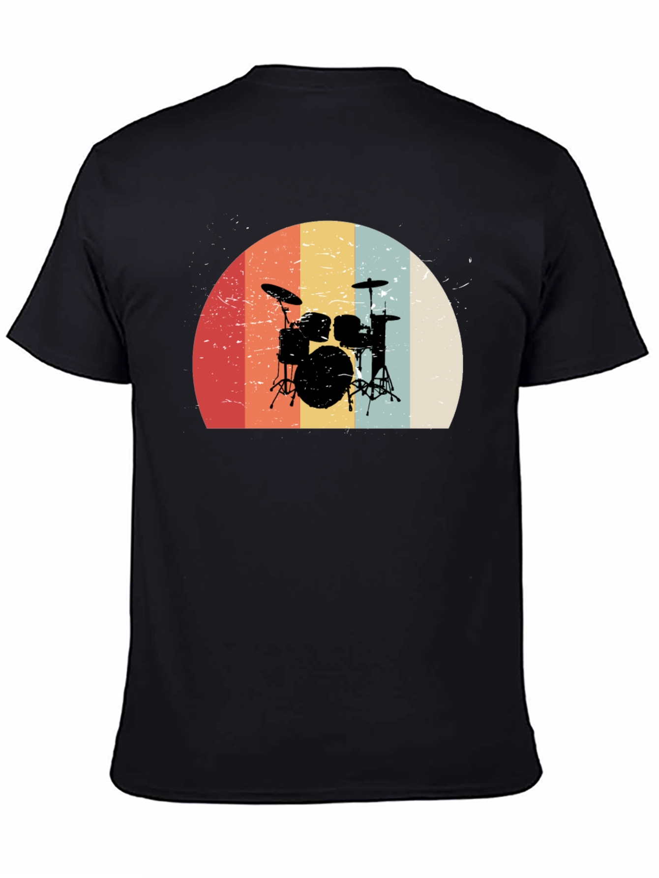 Retro Drum Set Graphic Tee - Black