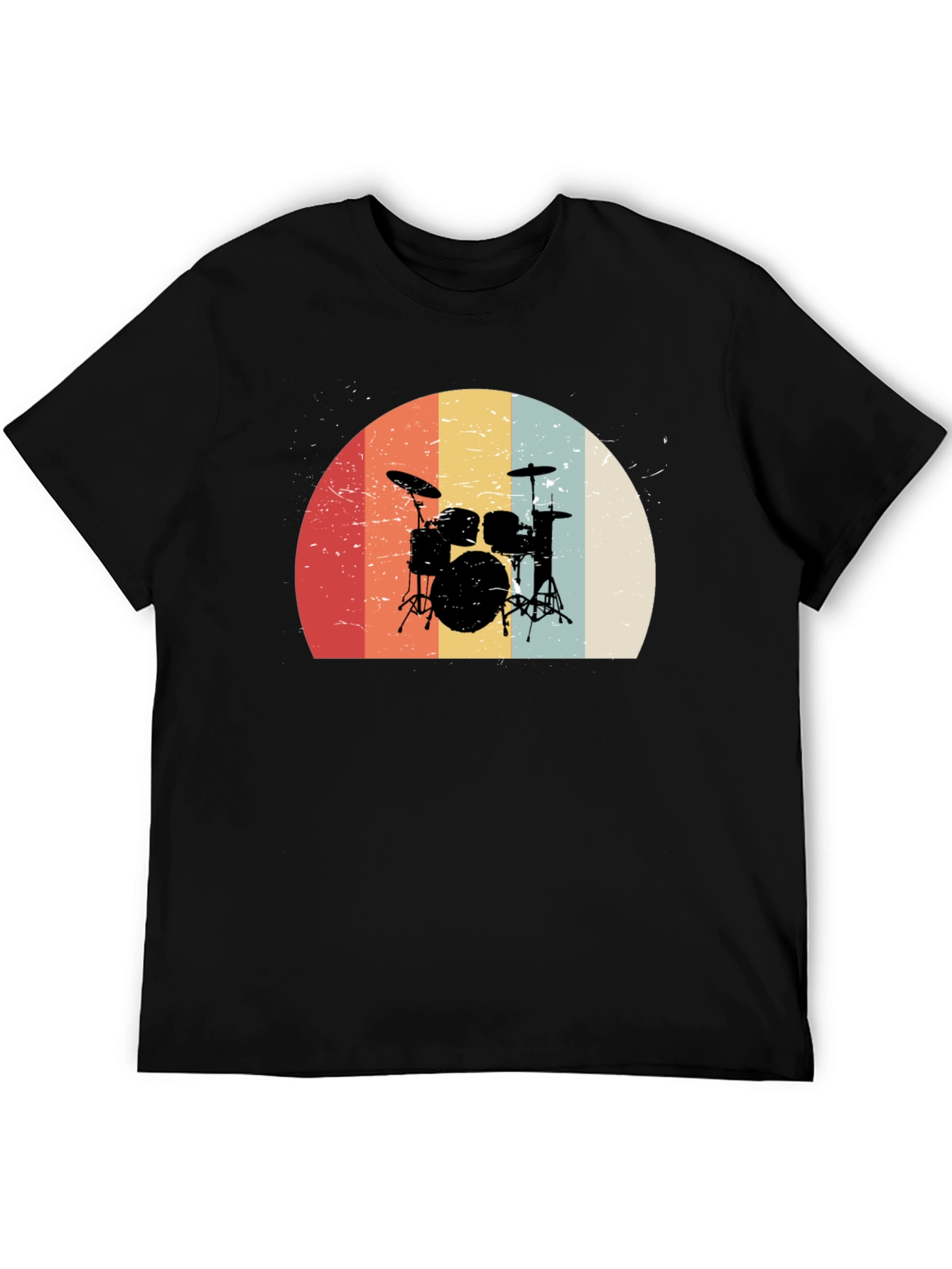 Retro Drum Set Graphic Tee - Black