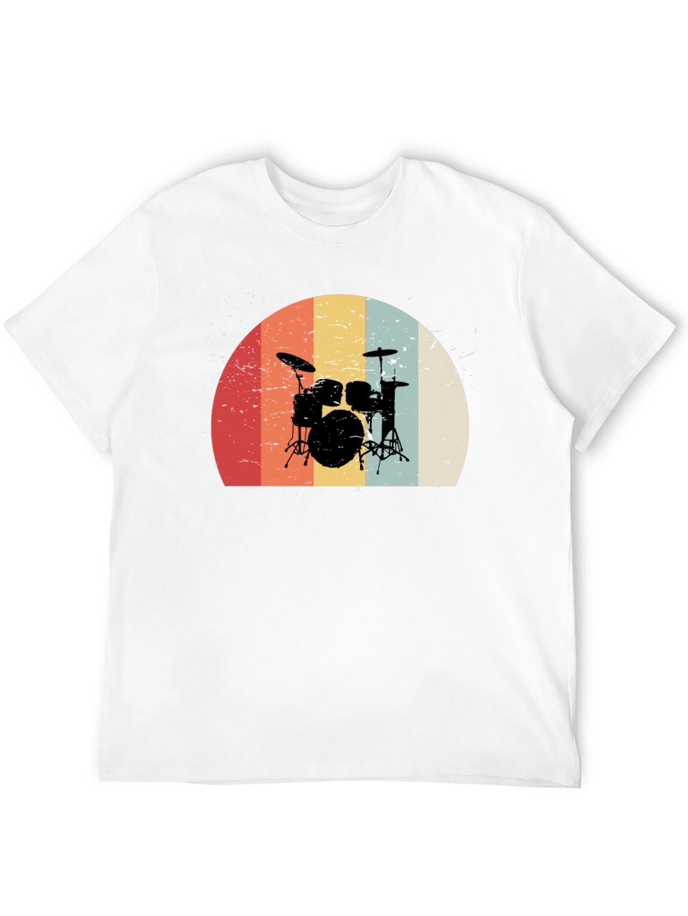 Retro Drum Set Graphic Tee - Black