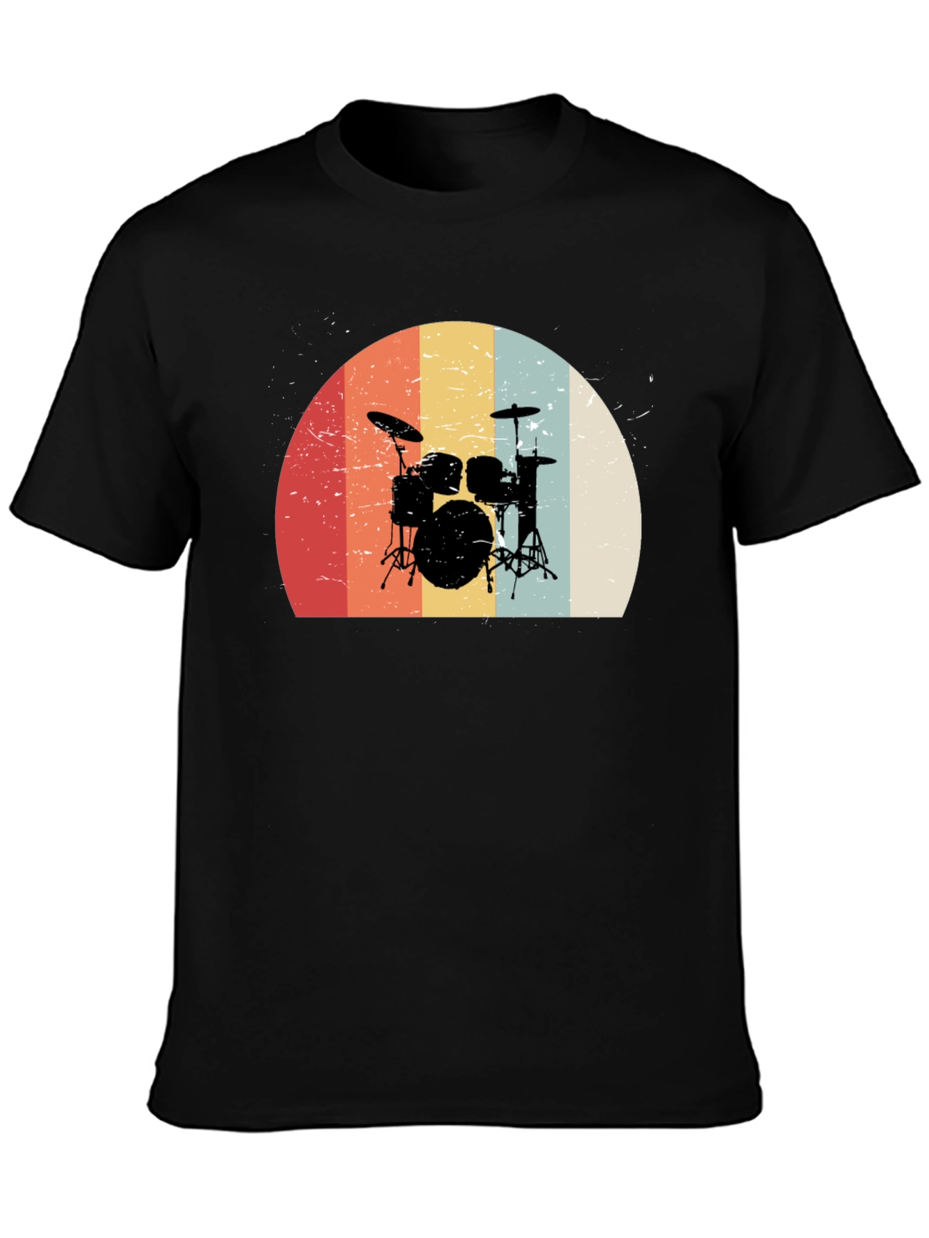Retro Drum Set Graphic Tee - Black
