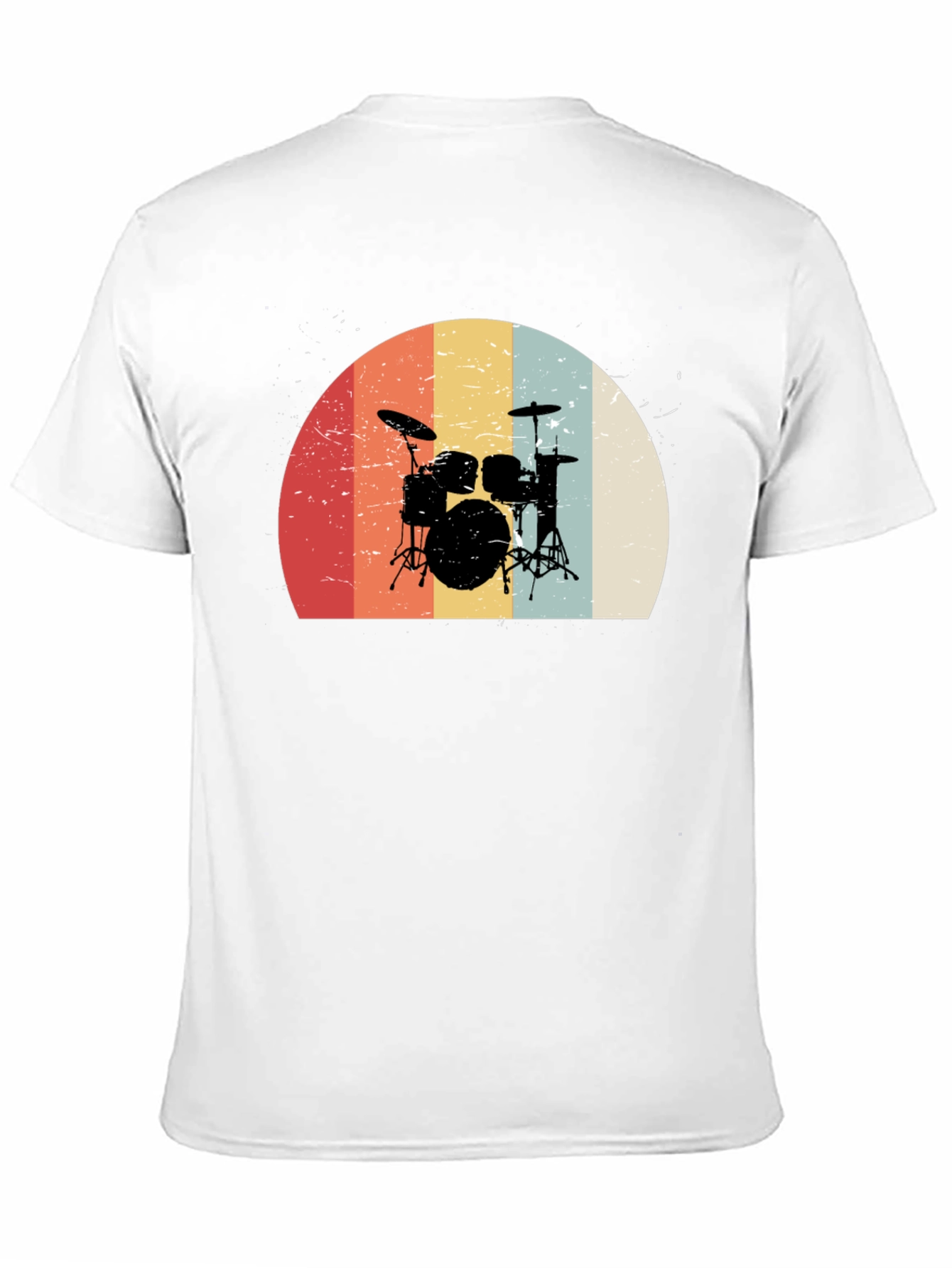 Retro Drum Set Graphic Tee - Black