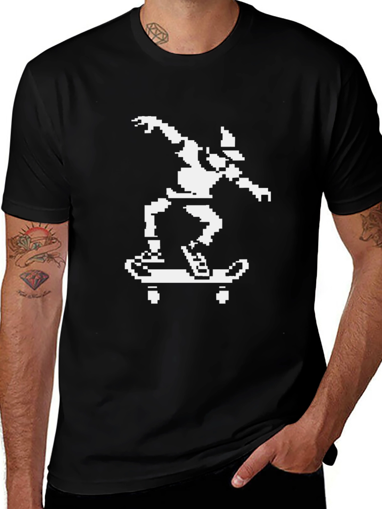 Retro 8-Bit Skateboard T-Shirt