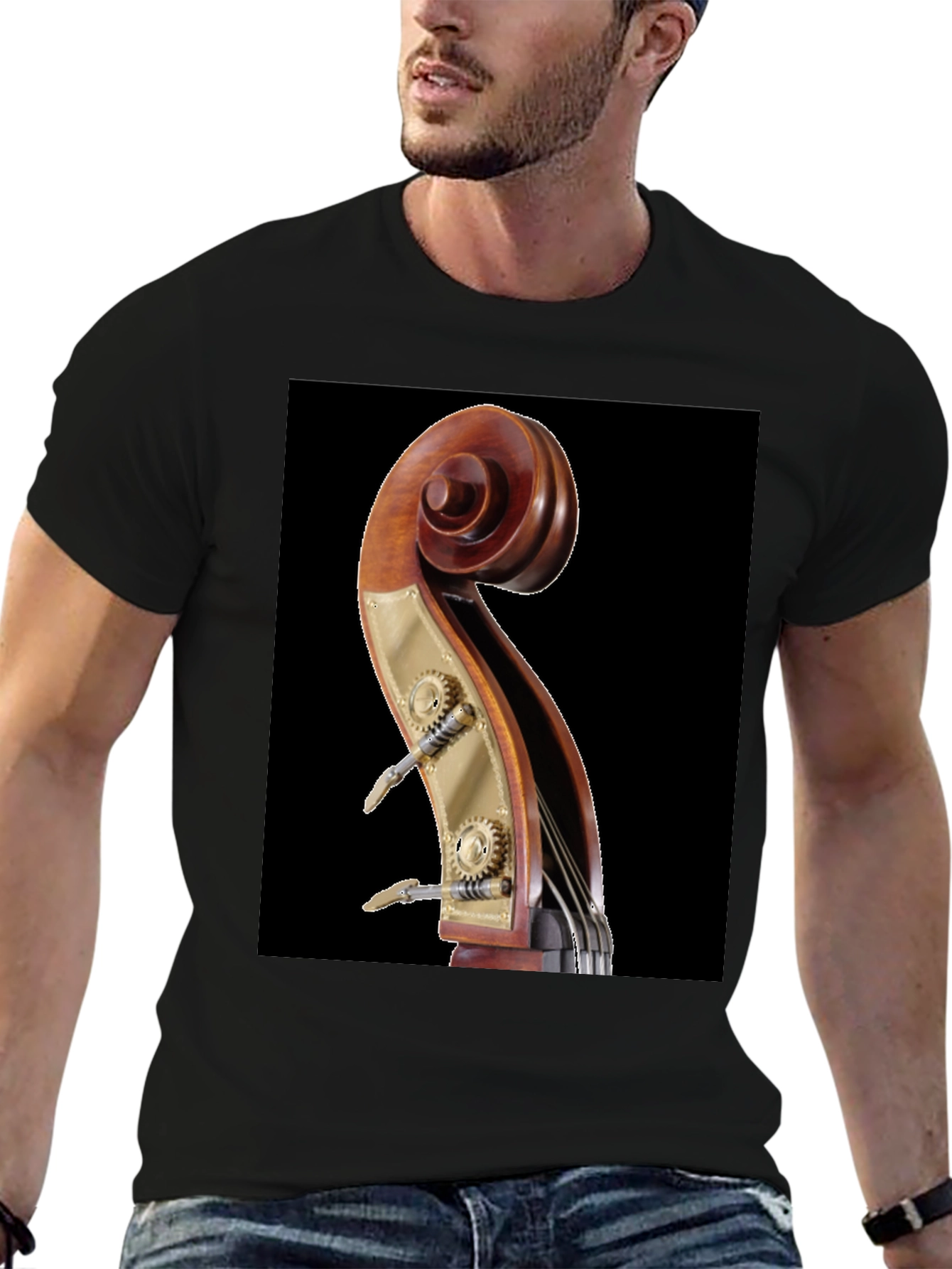 Bass Scroll Design T-Shirt - Music Lover Tee