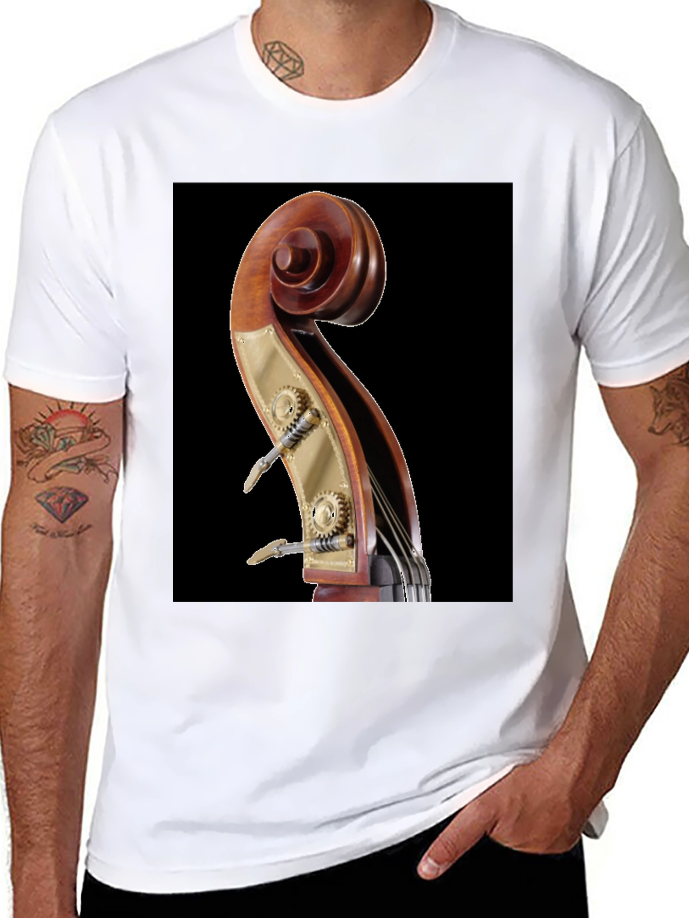 Bass Scroll Design T-Shirt - Music Lover Tee