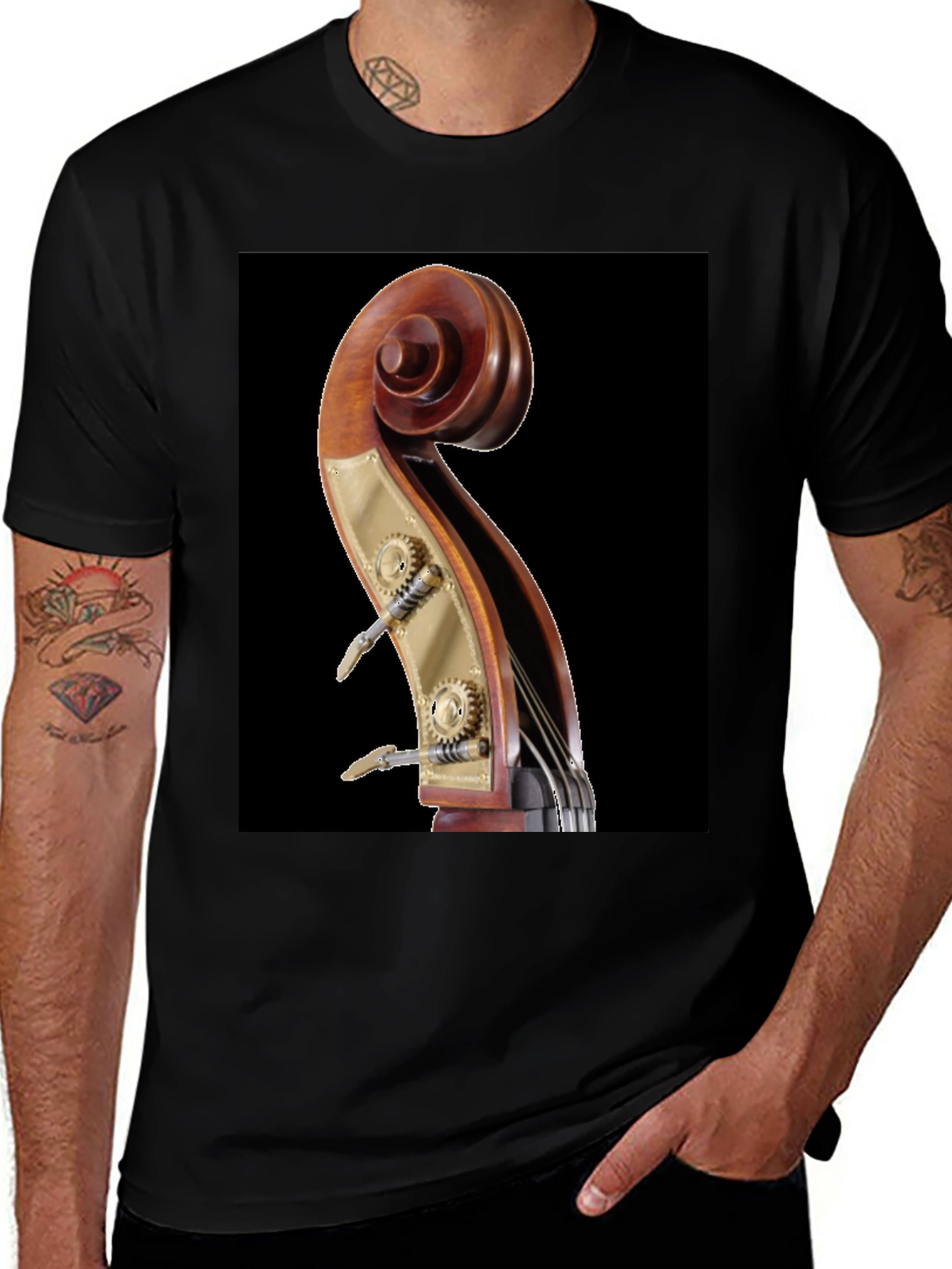 Bass Scroll Design T-Shirt - Music Lover Tee