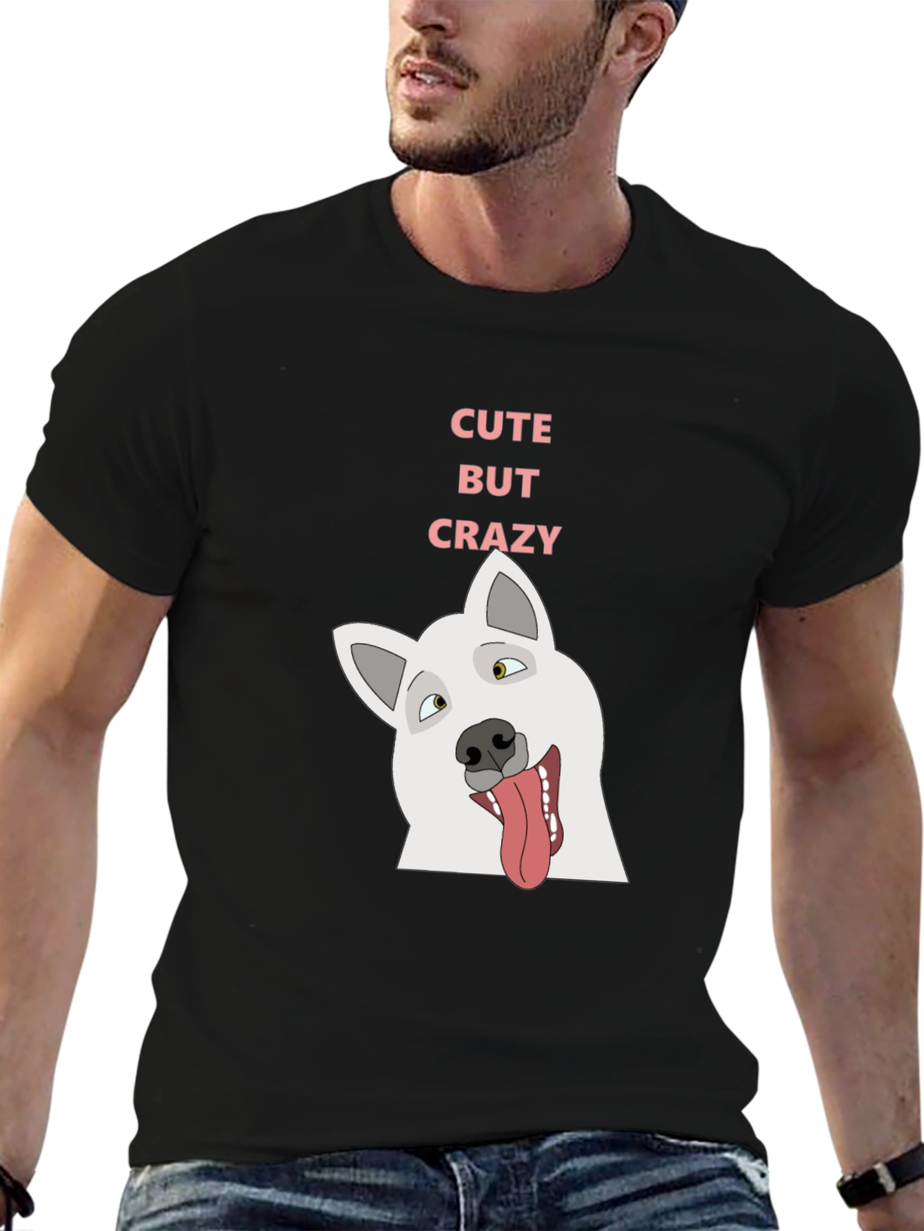 Cute But Crazy Dog T-Shirt - Black