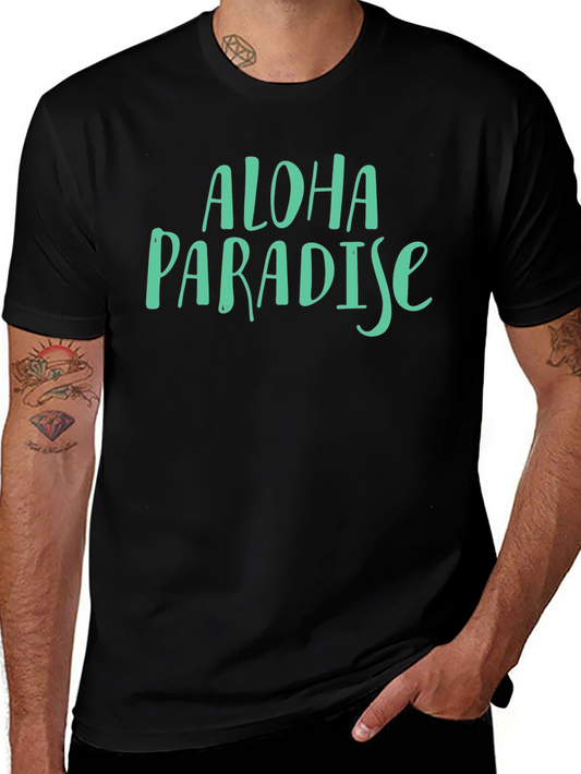 Aloha Paradise Graphic T-Shirt - Casual Black Tee