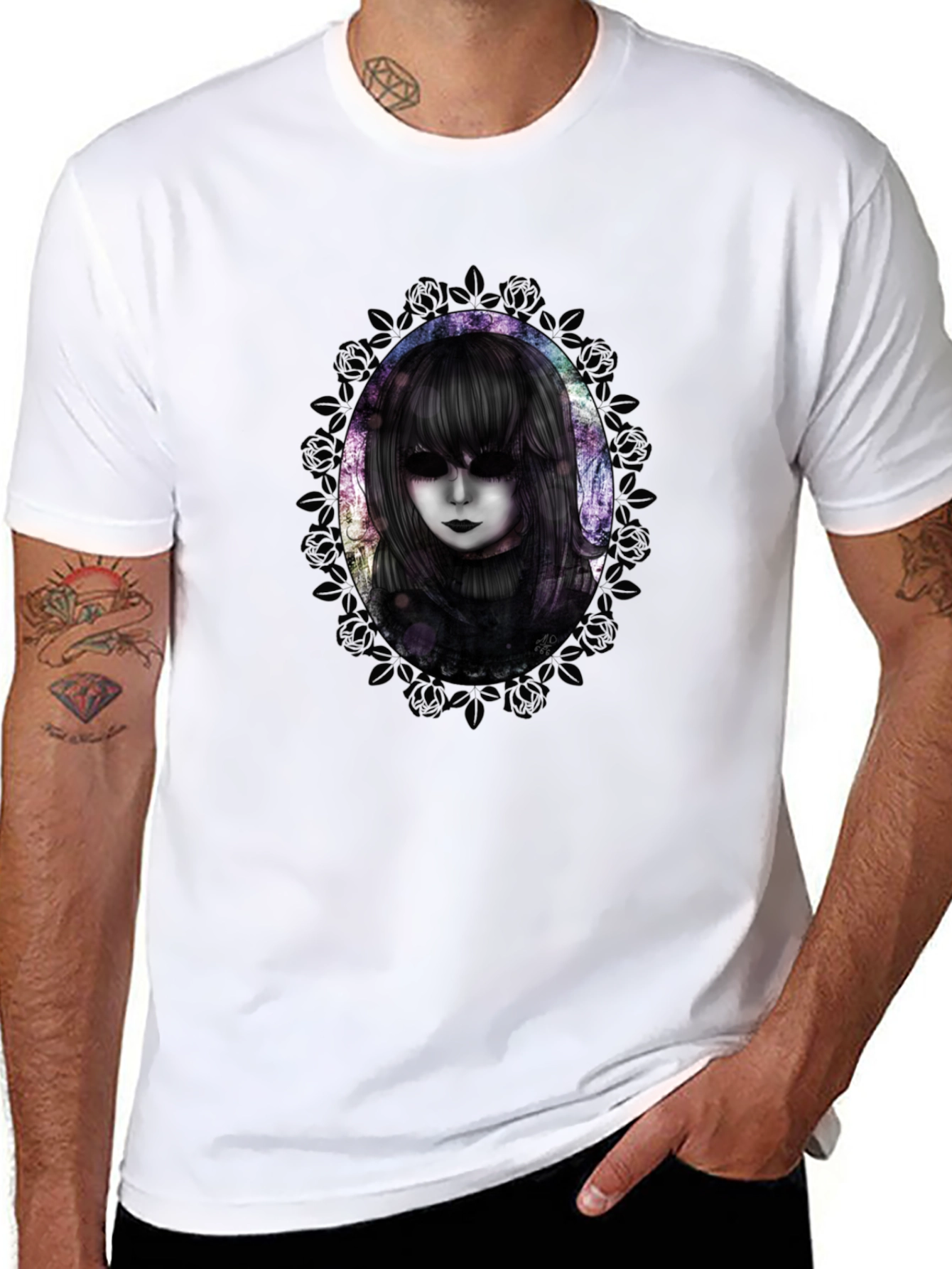 Gothic Doll Graphic Tee - Mens Black T-Shirt