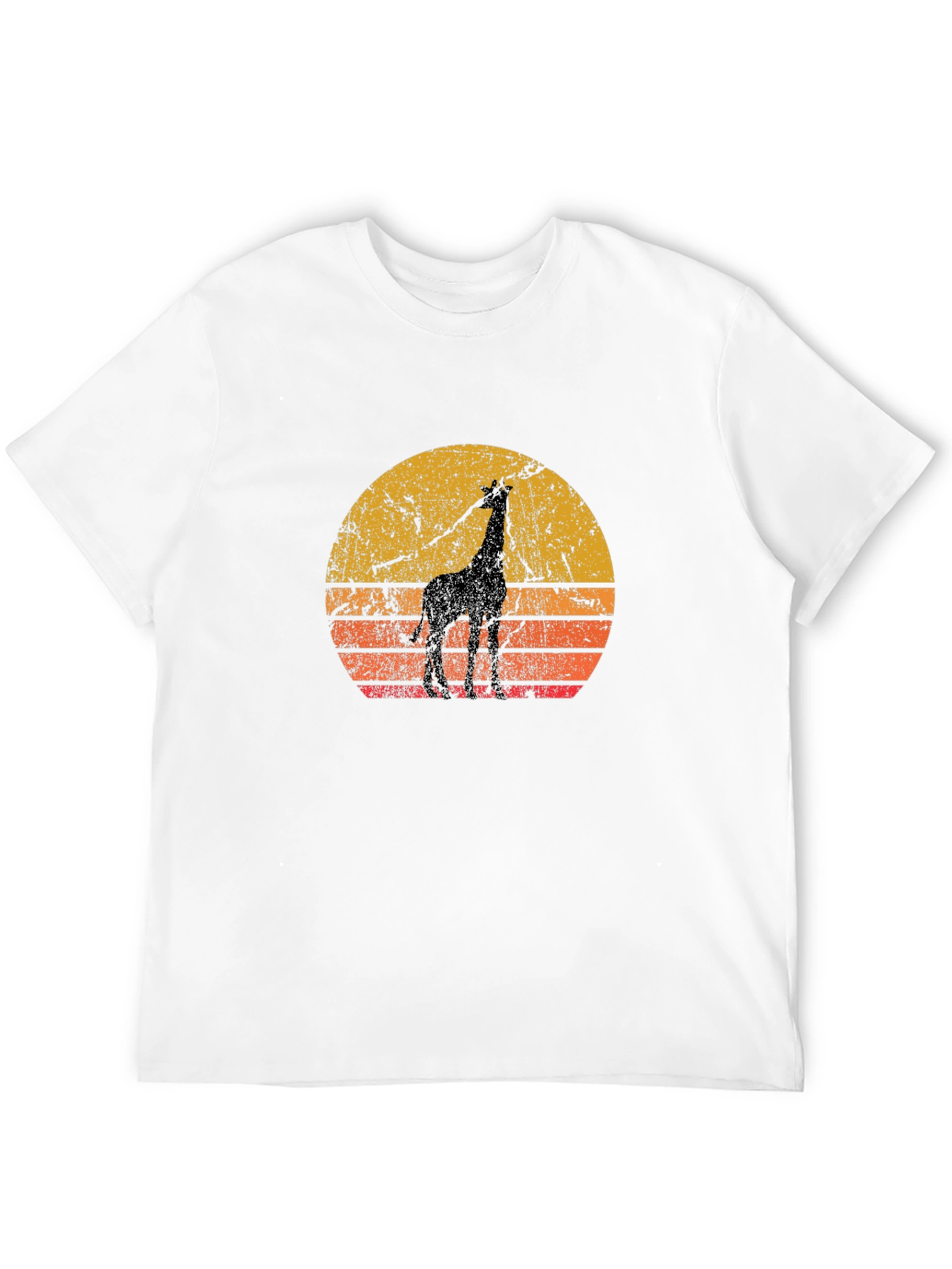 Retro Giraffe Sunset Black T-Shirt
