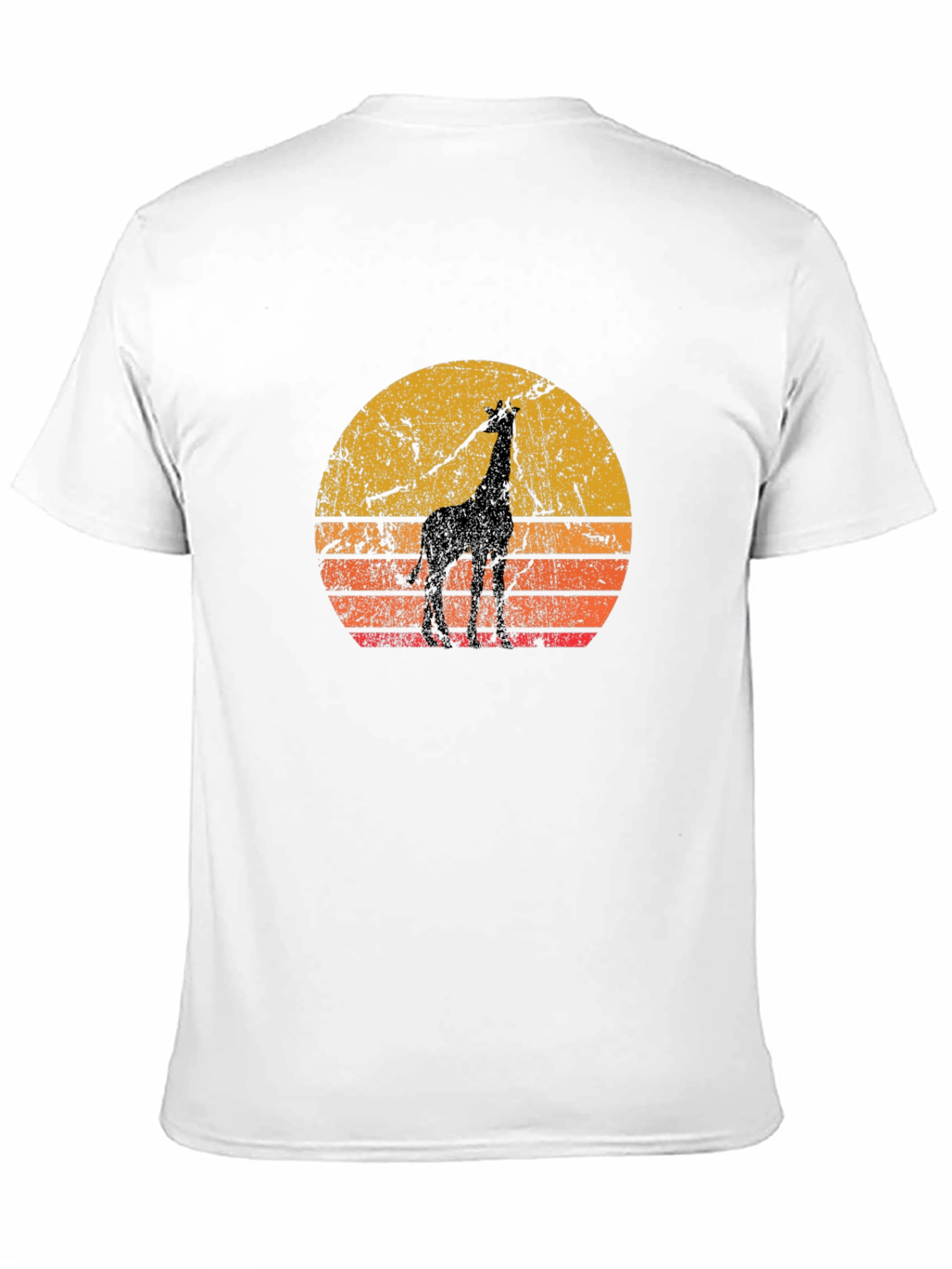 Retro Giraffe Sunset Black T-Shirt