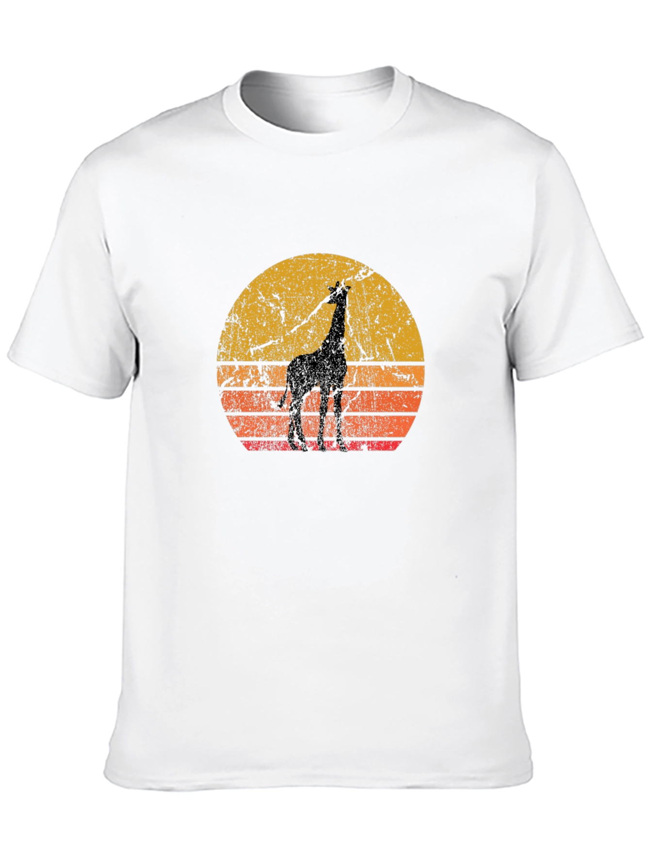 Retro Giraffe Sunset Black T-Shirt