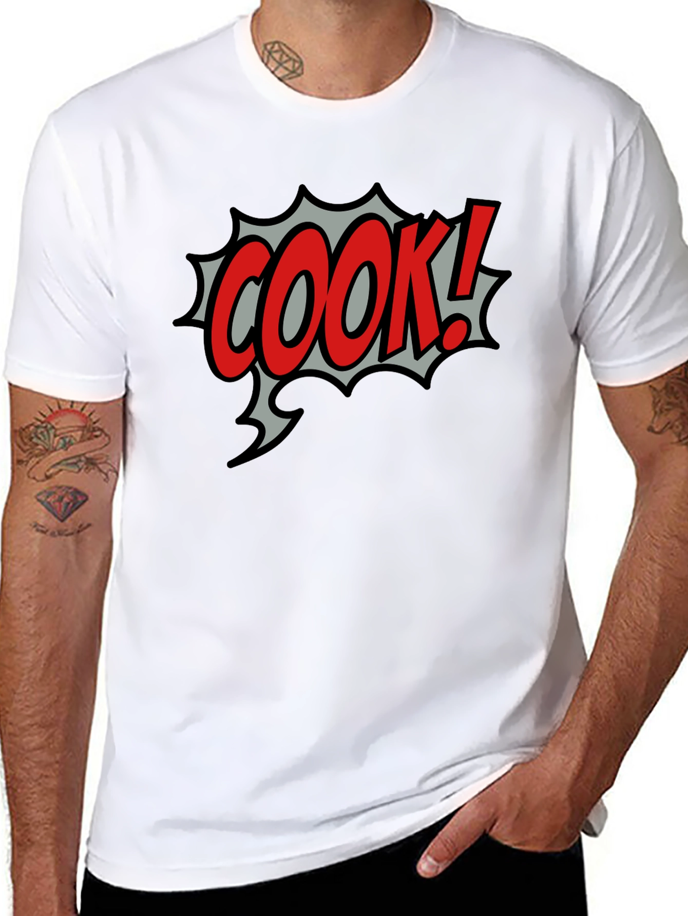 COOK! Comic Style Black T-Shirt