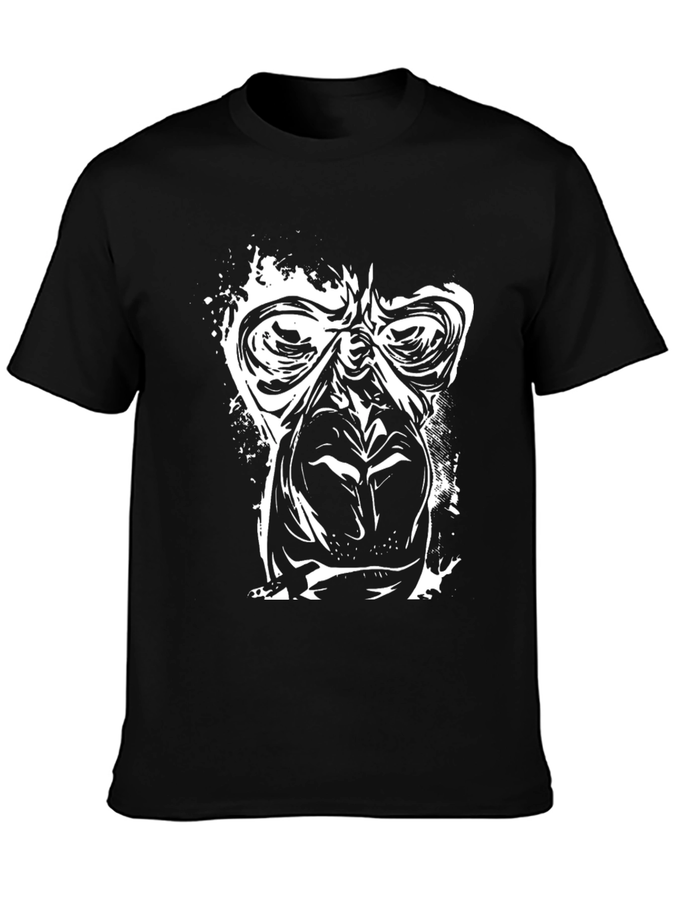 Graphic Ape Face Print Black T-Shirt