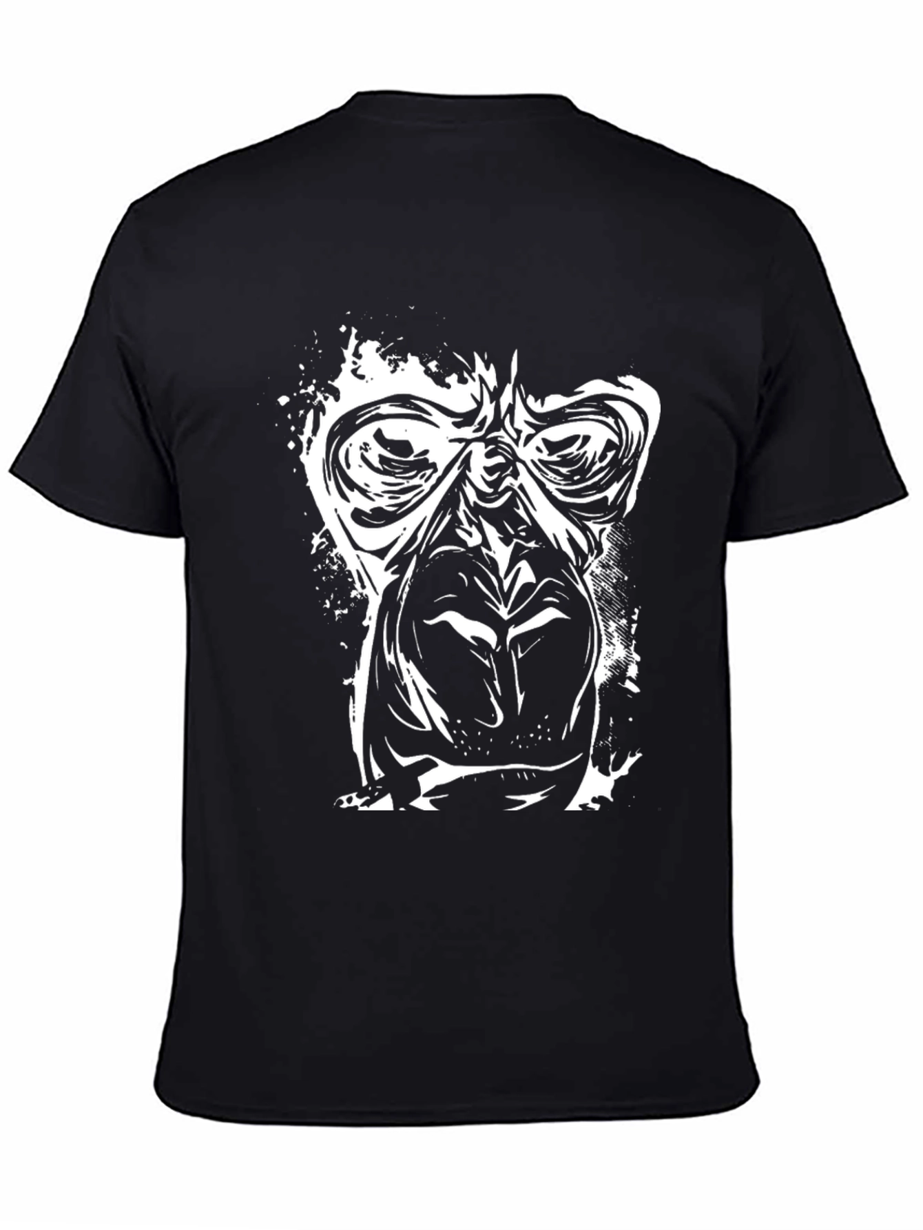 Graphic Ape Face Print Black T-Shirt