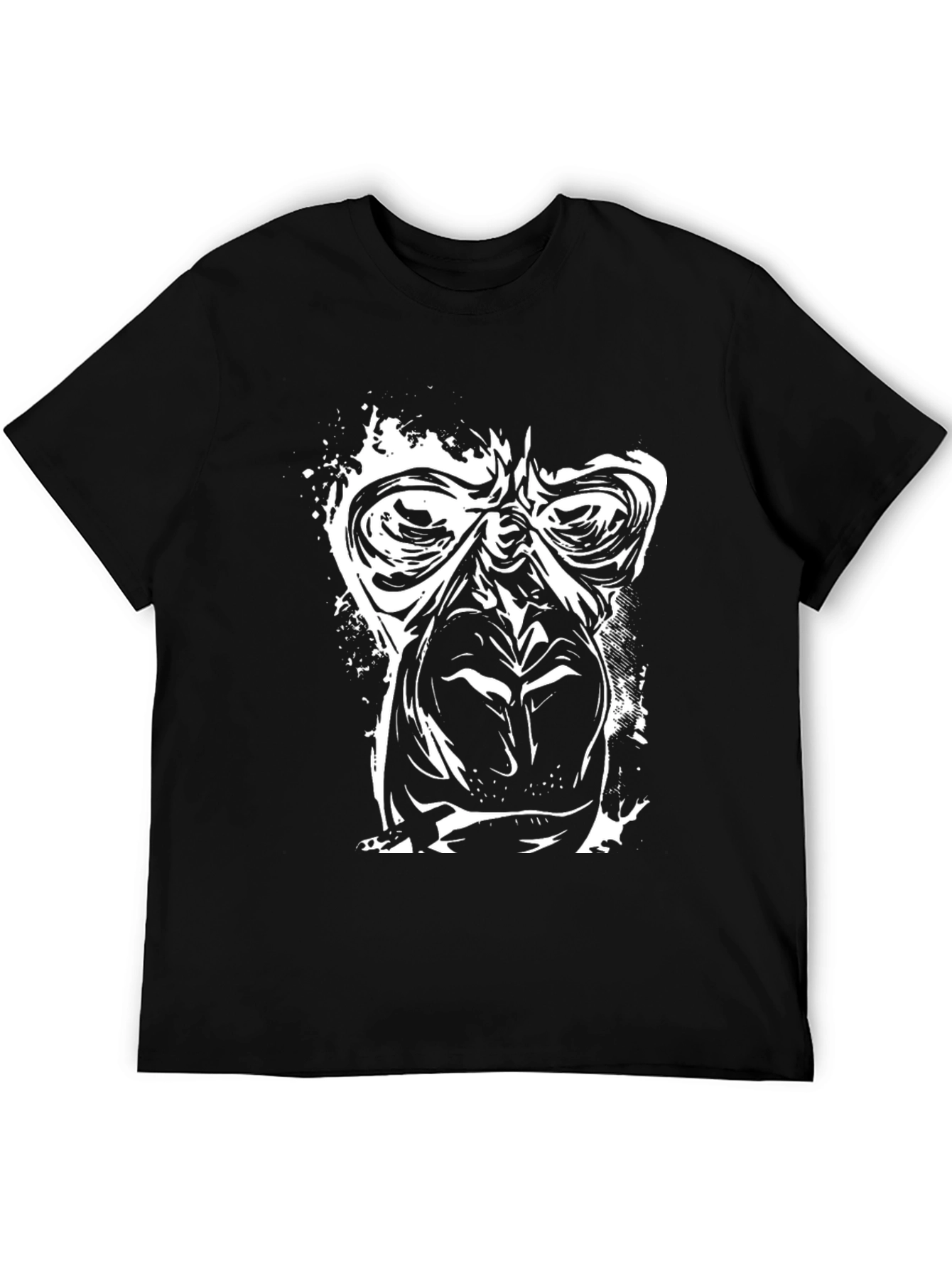 Graphic Ape Face Print Black T-Shirt