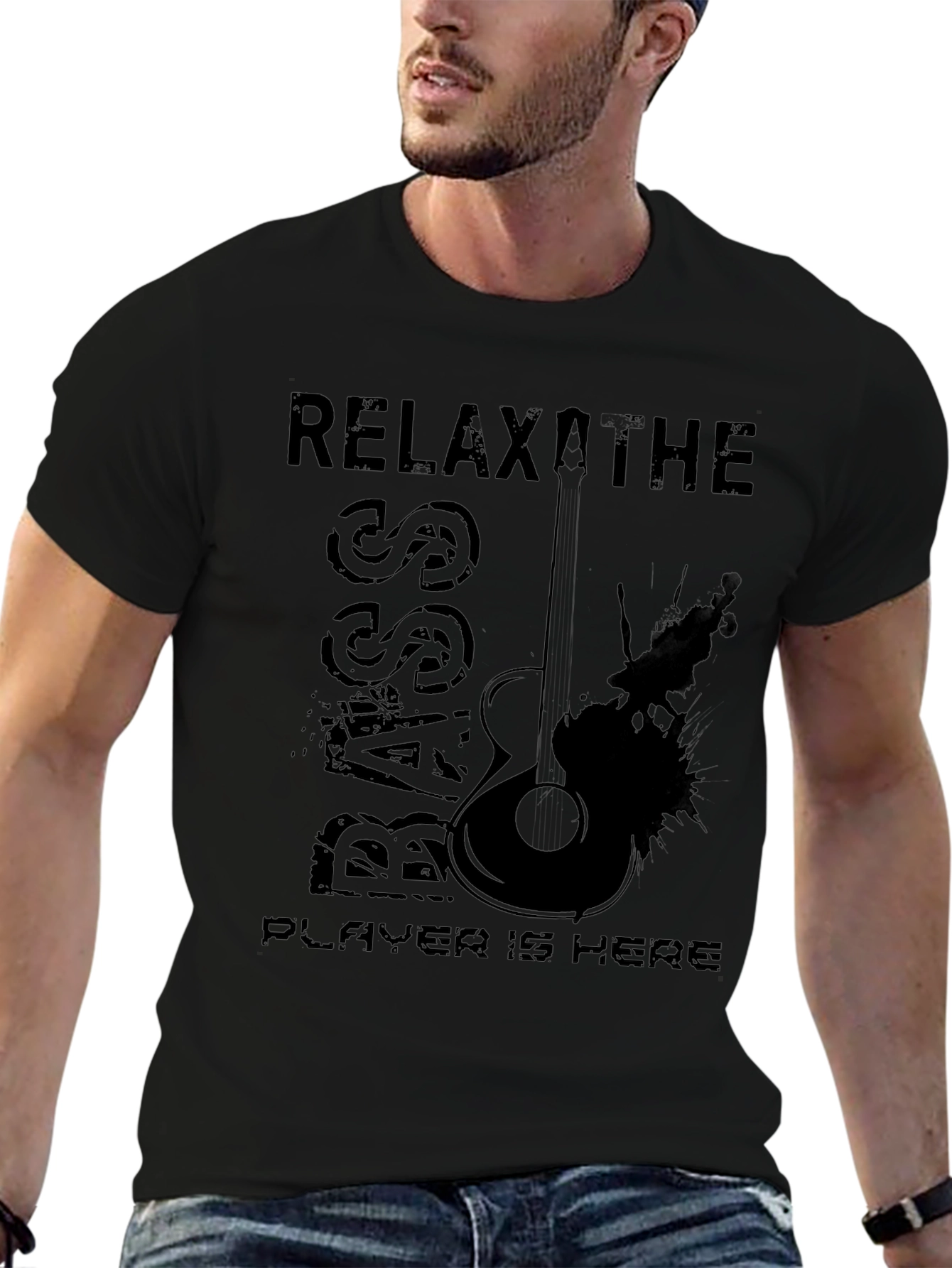 Relax The Bass Player Is Here - Black T-Shirt