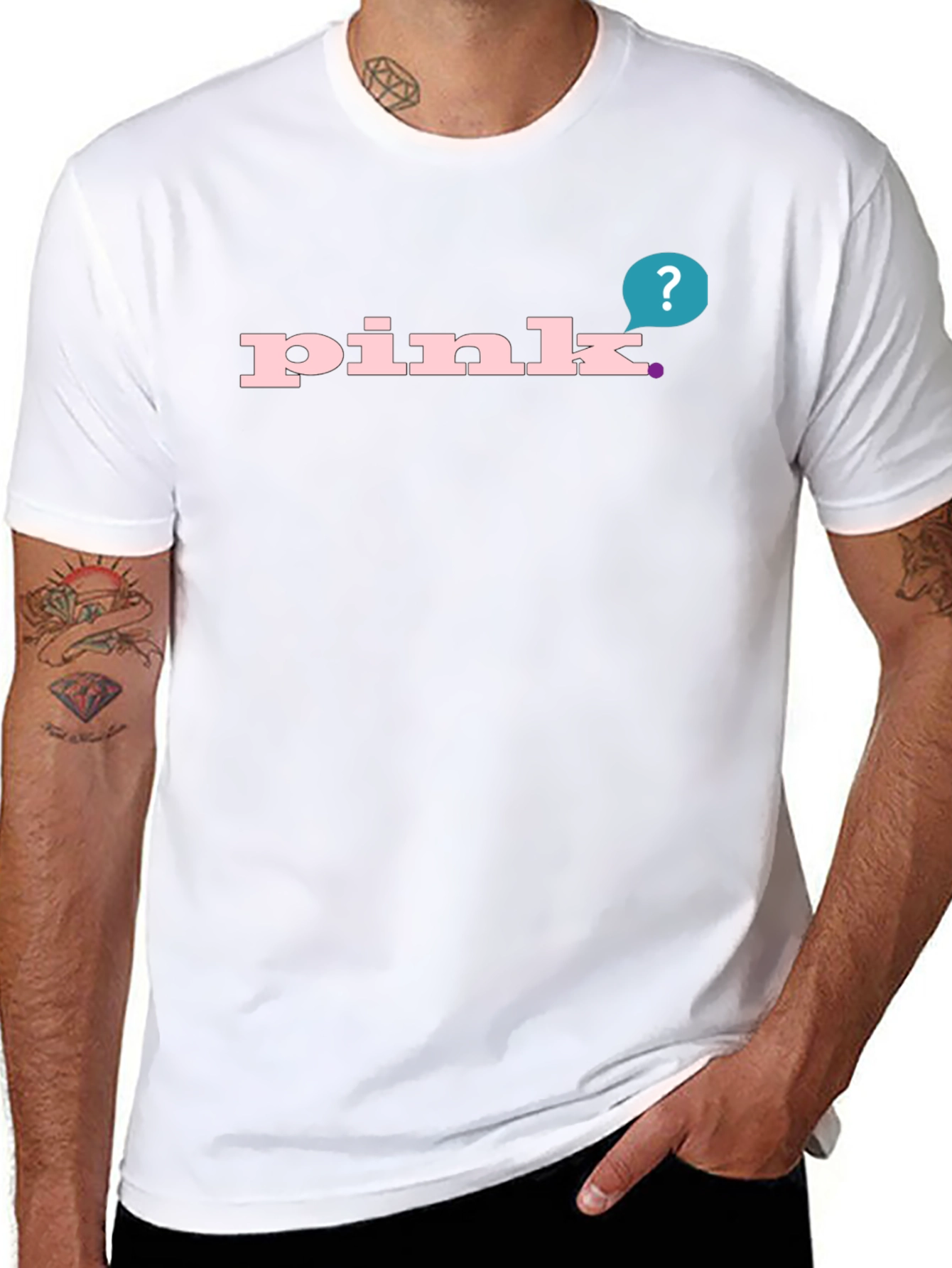 Pink Wordmark Graphic Mens T-Shirt