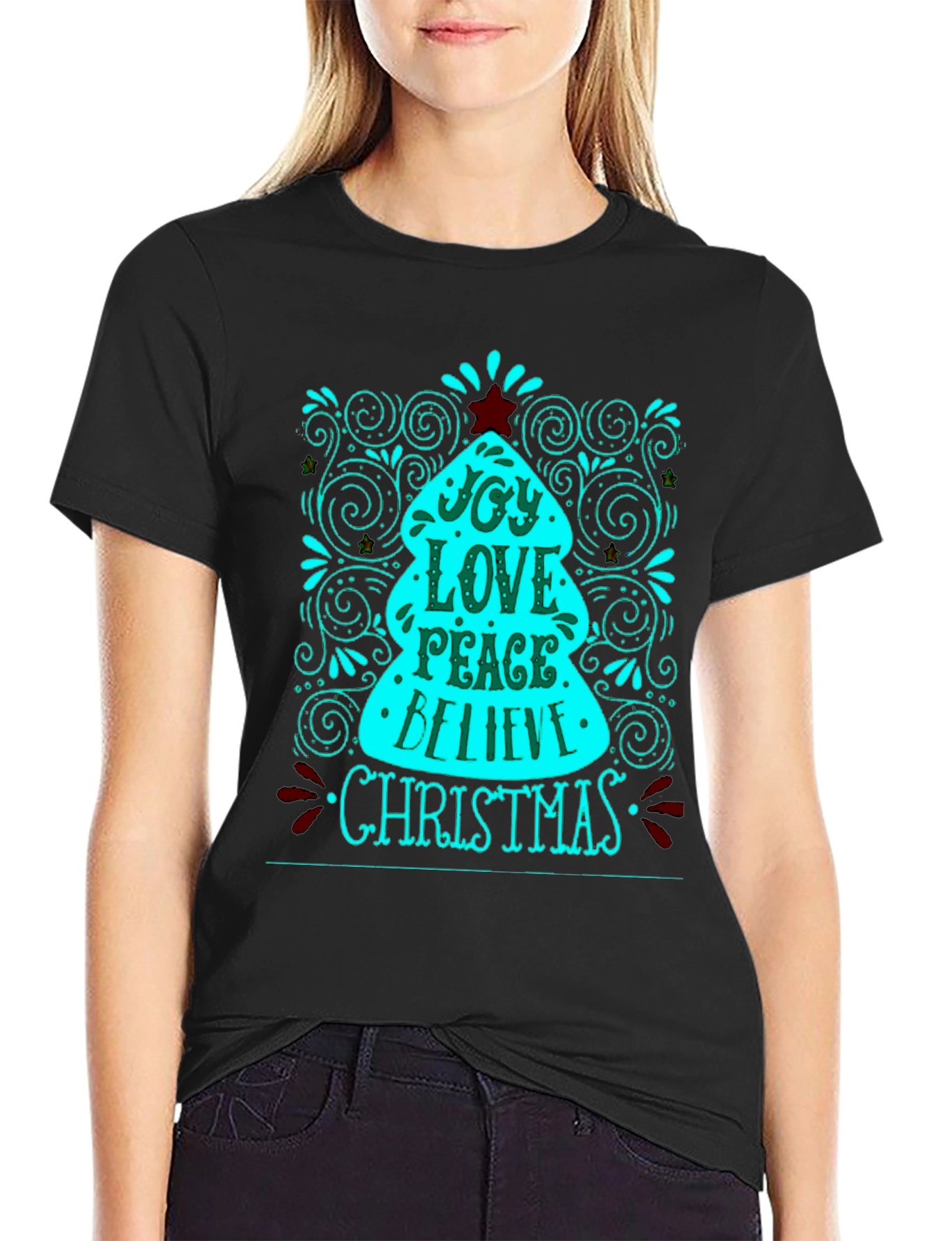 Joy Love Peace Christmas Tee - Holiday Festive Shirt