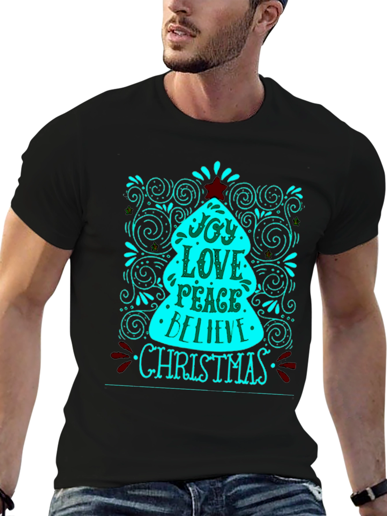 Joy Love Peace Christmas Tee - Holiday Festive Shirt