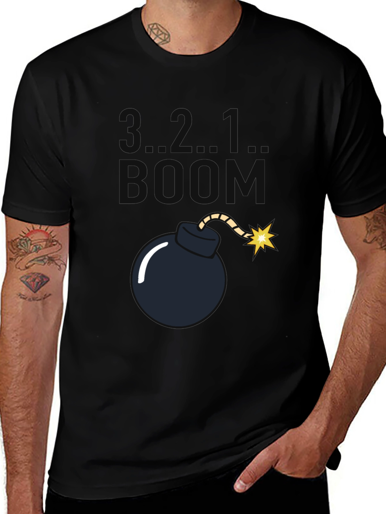 3..2..1.. BOOM! Bomb Graphic Black T-Shirt