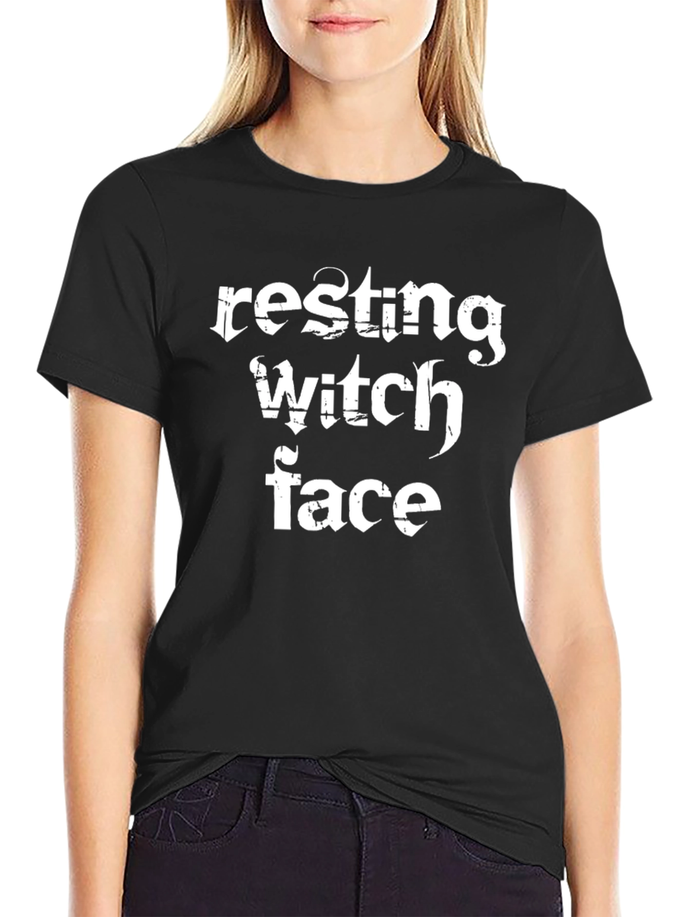 Resting Witch Face T-Shirt - Black Graphic Tee