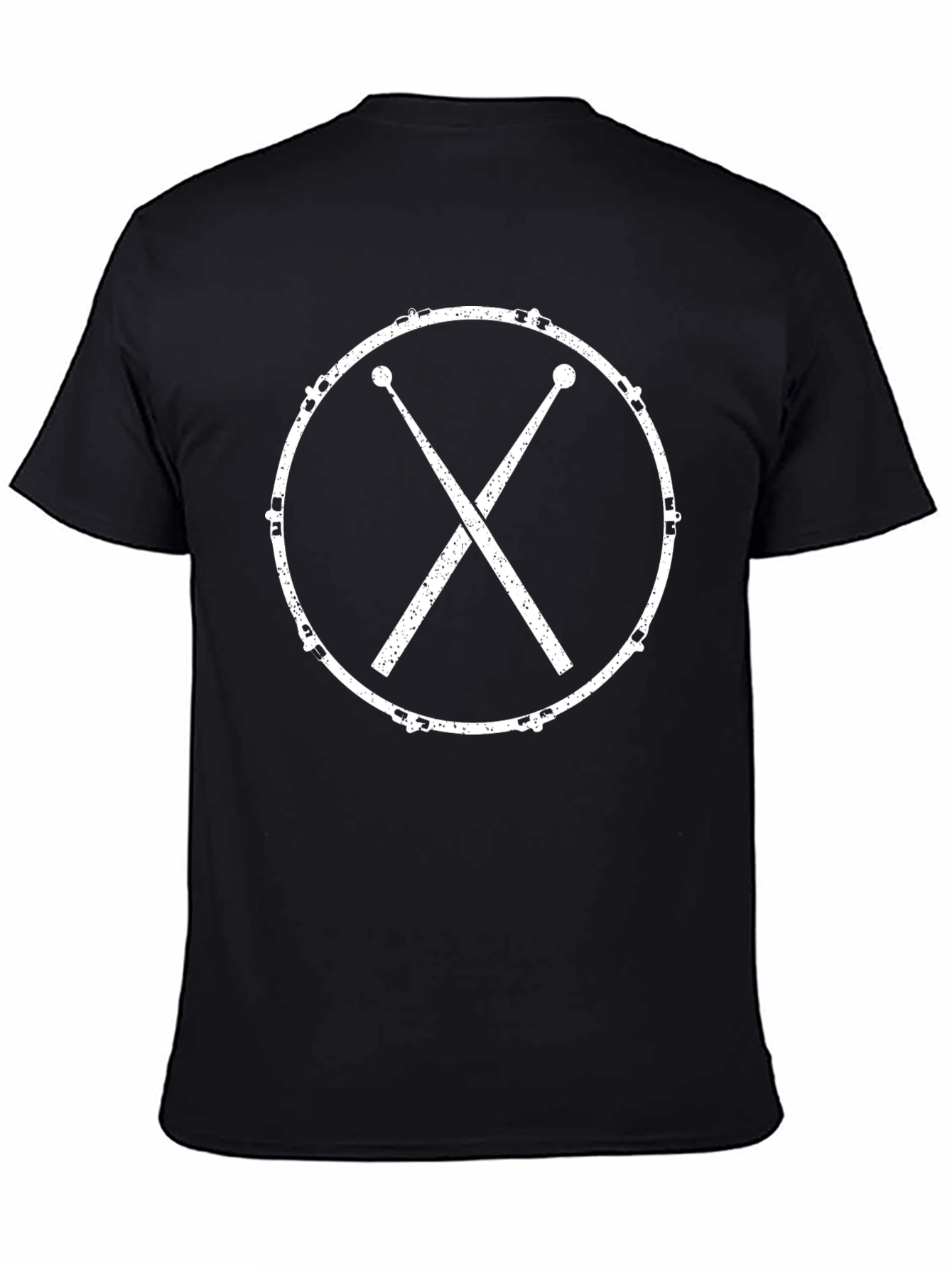 Drum Kit Graphic Tee - Black Crew Neck T-Shirt