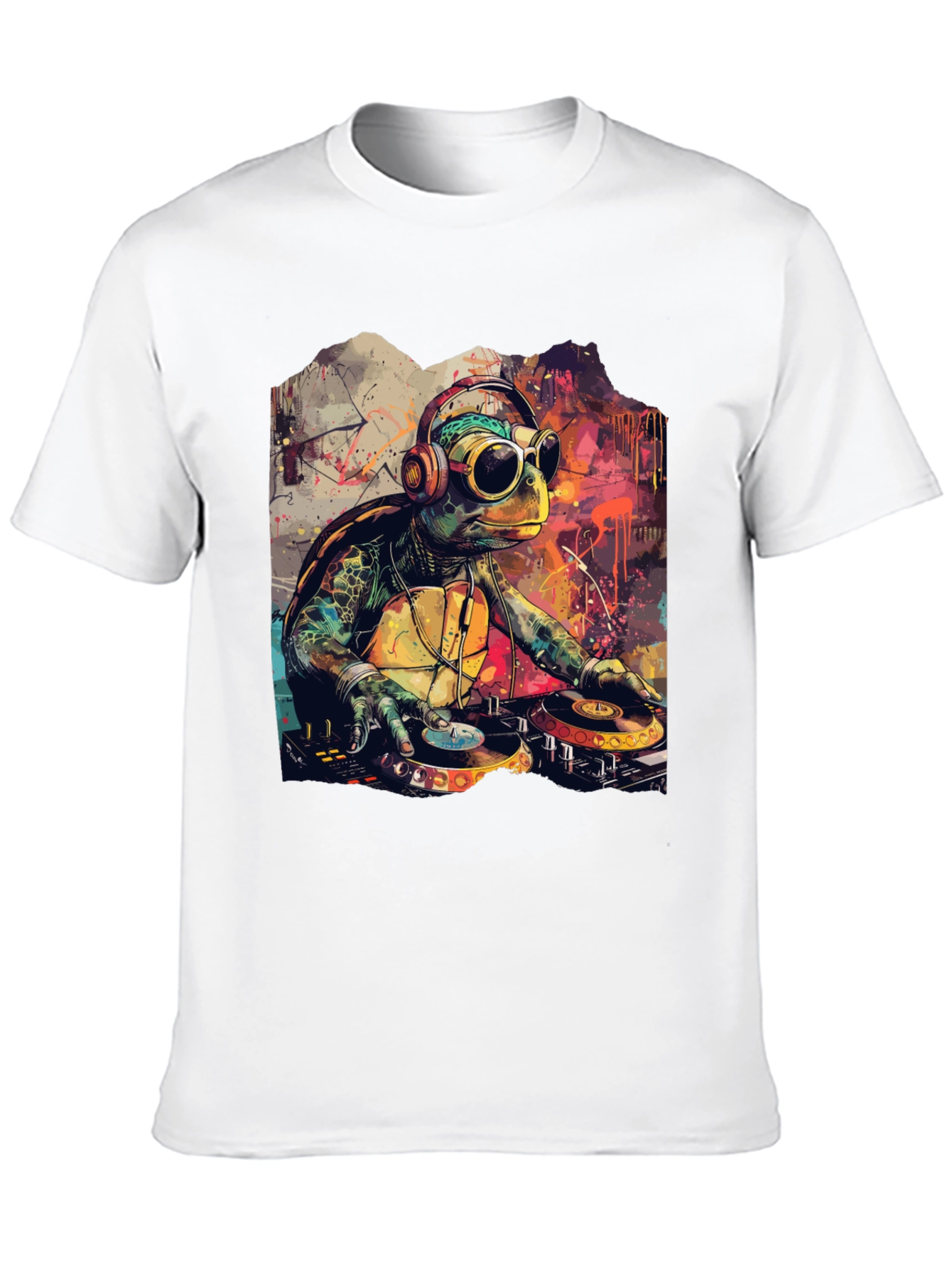 DJ Turtle Graphic Tee - Cool Cartoon Design