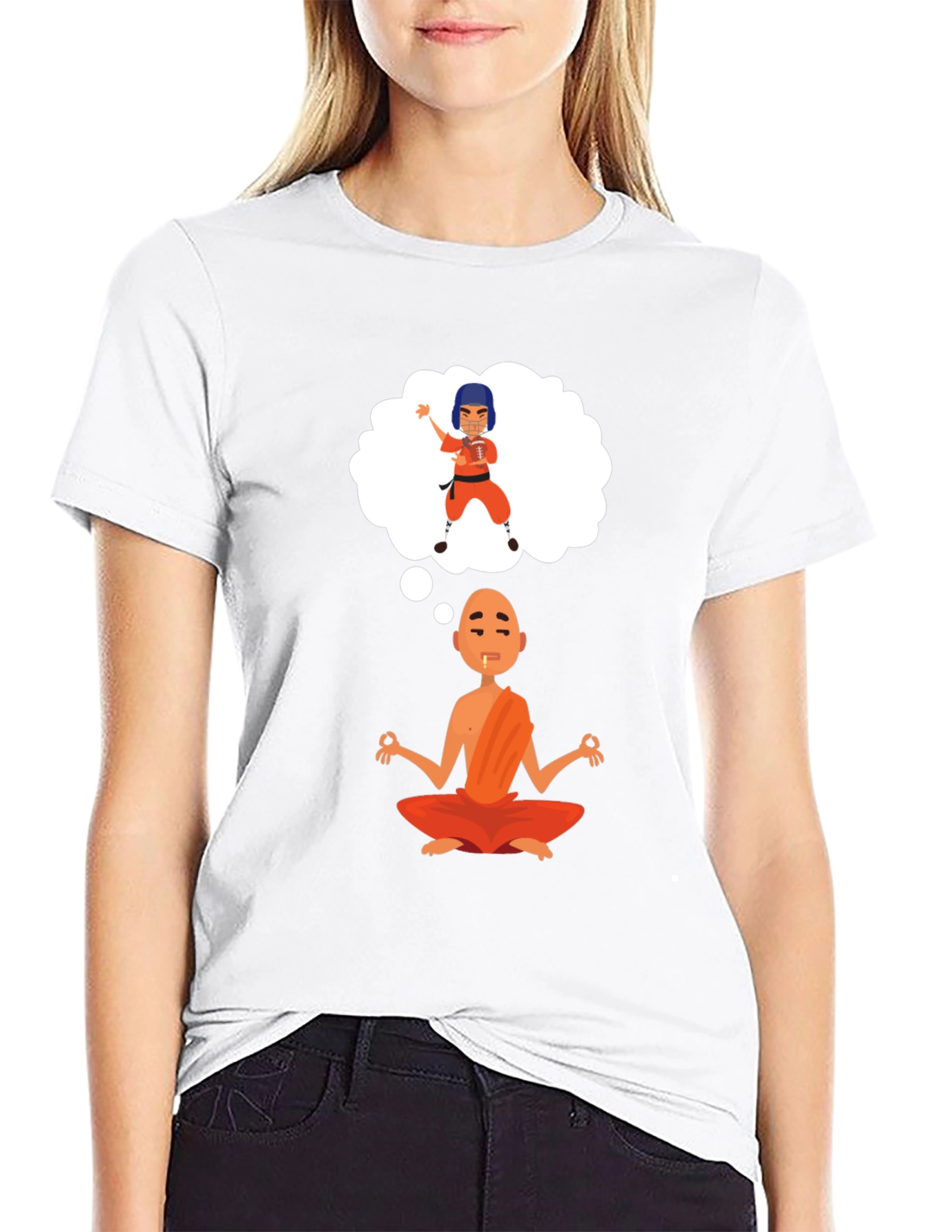 Zen Meditation T-Shirt - Monk Thinking of Kung Fu