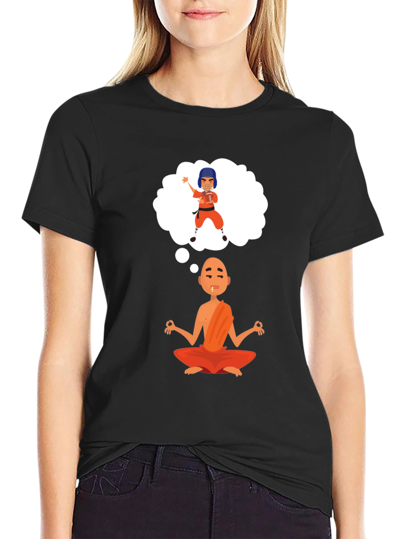 Zen Meditation T-Shirt - Monk Thinking of Kung Fu