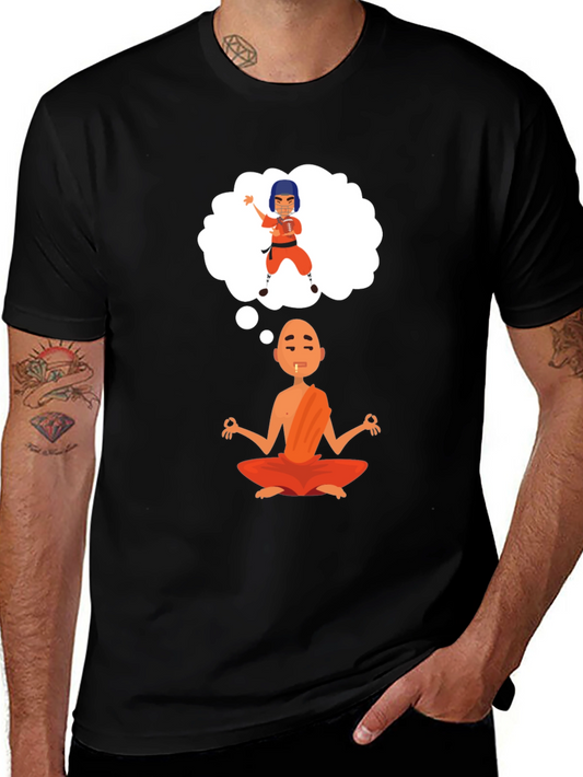Zen Meditation T-Shirt - Monk Thinking of Kung Fu