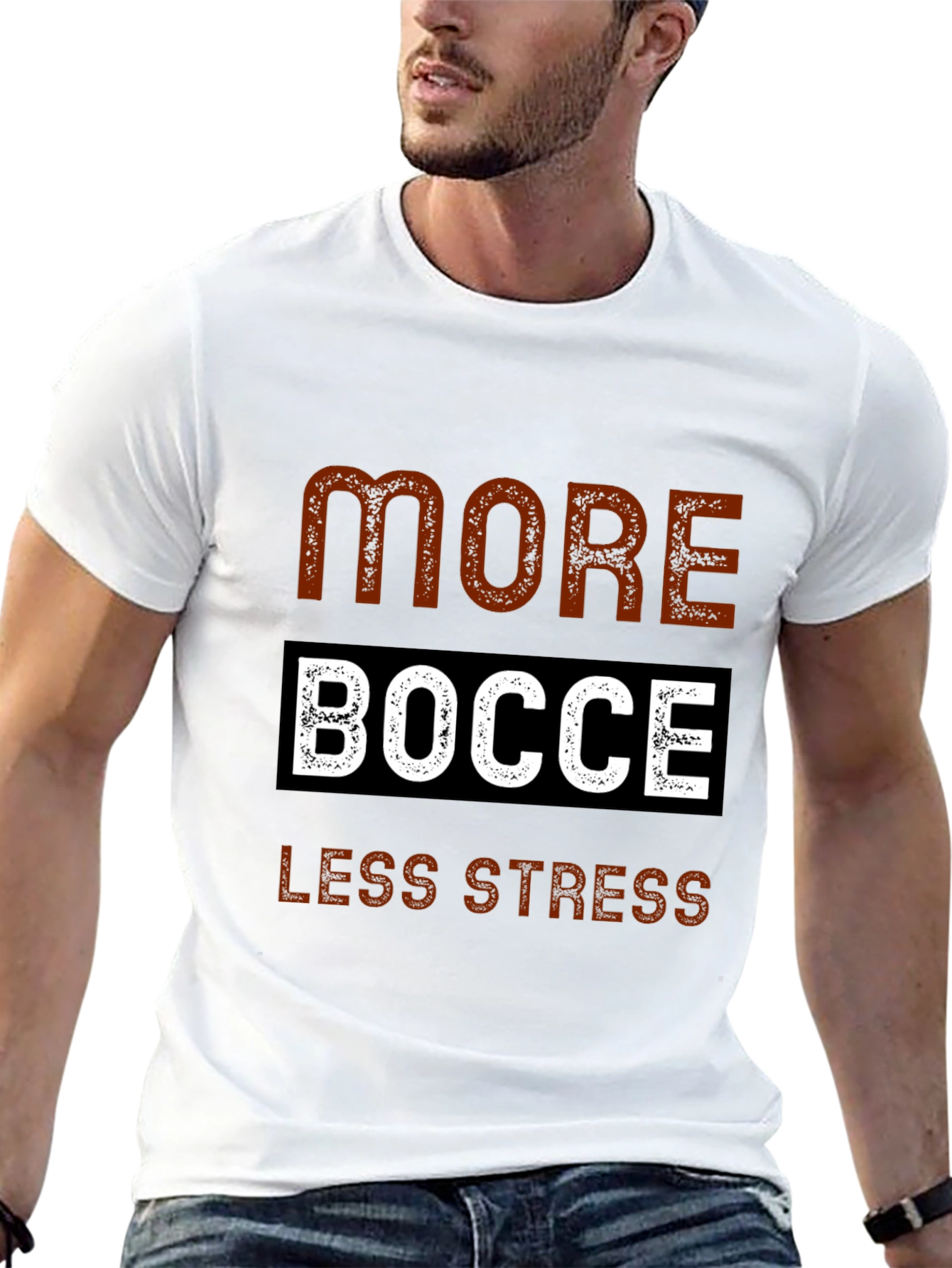More Bocce Less Stress Graphic Tee