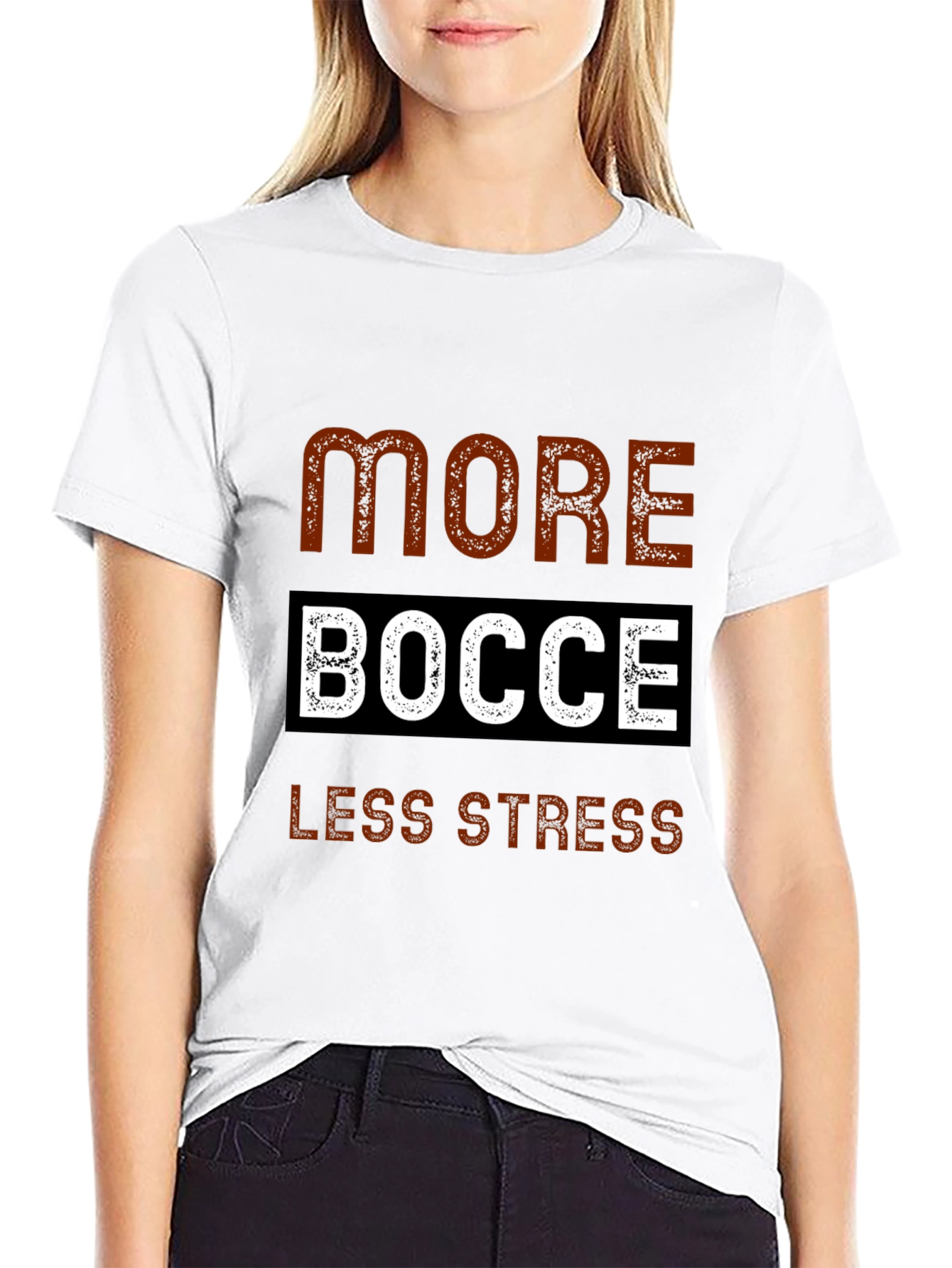 More Bocce Less Stress Graphic Tee