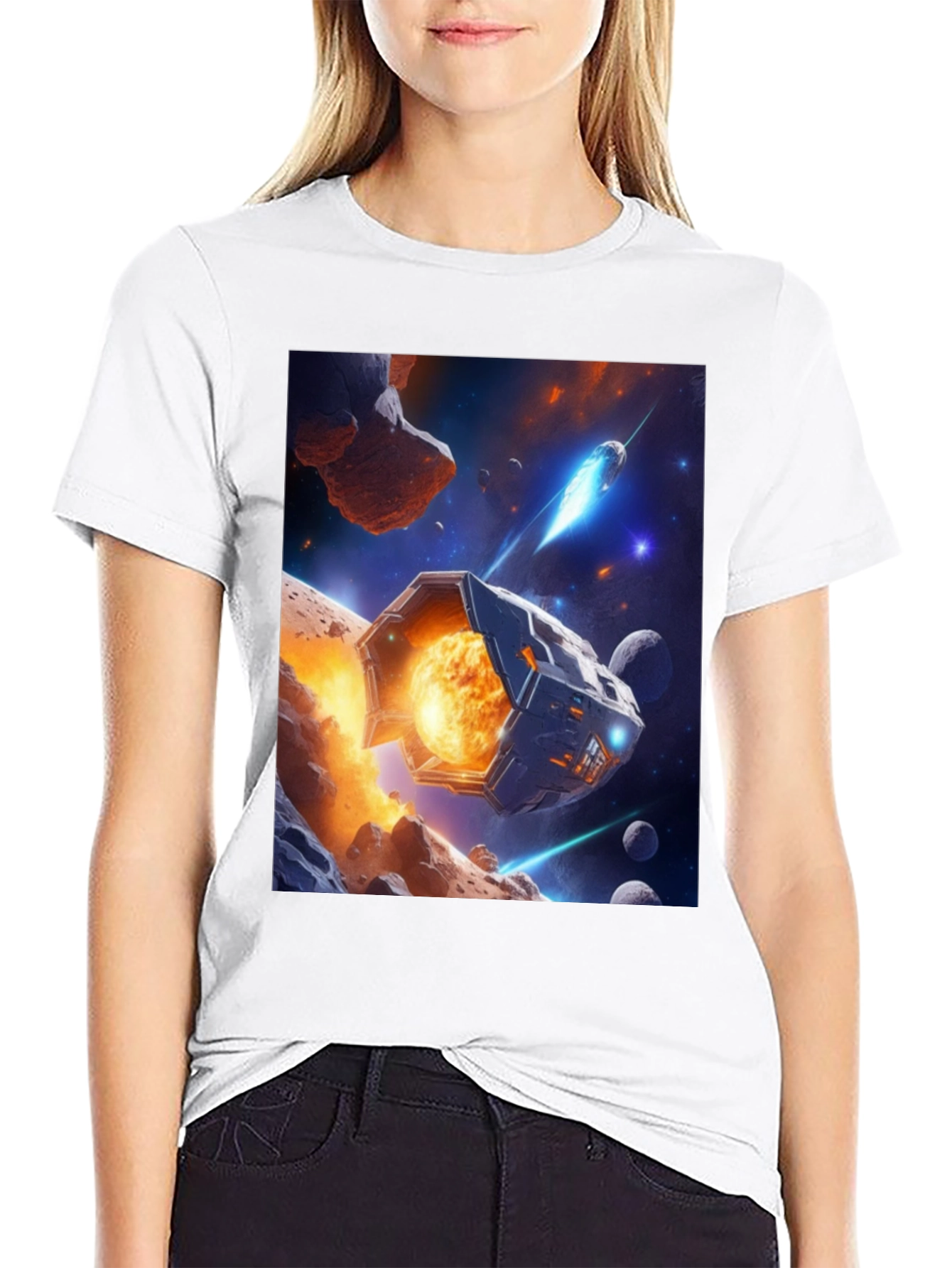 Sci-Fi Space T-Shirt: Cosmic Voyage Design