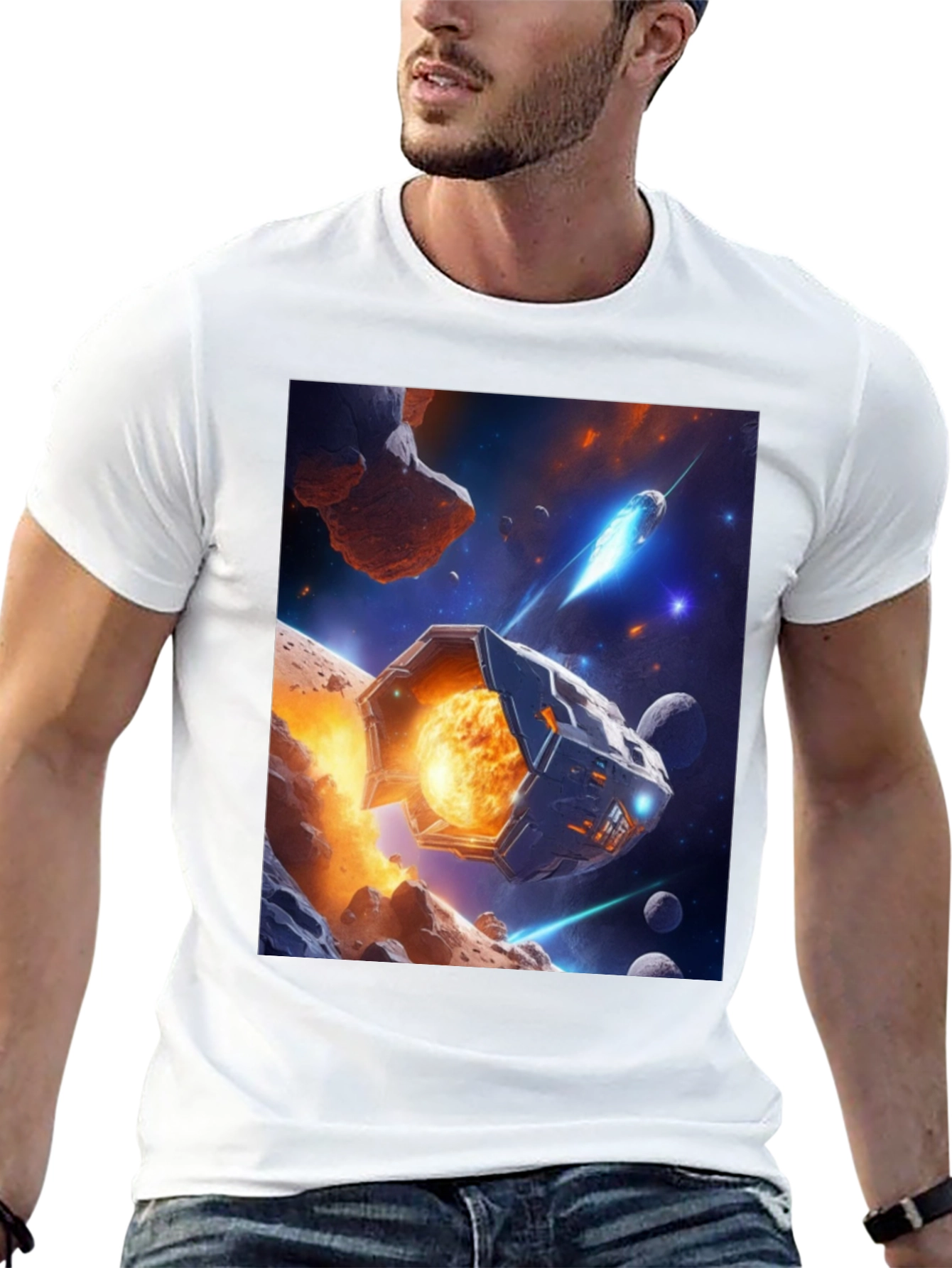 Sci-Fi Space T-Shirt: Cosmic Voyage Design