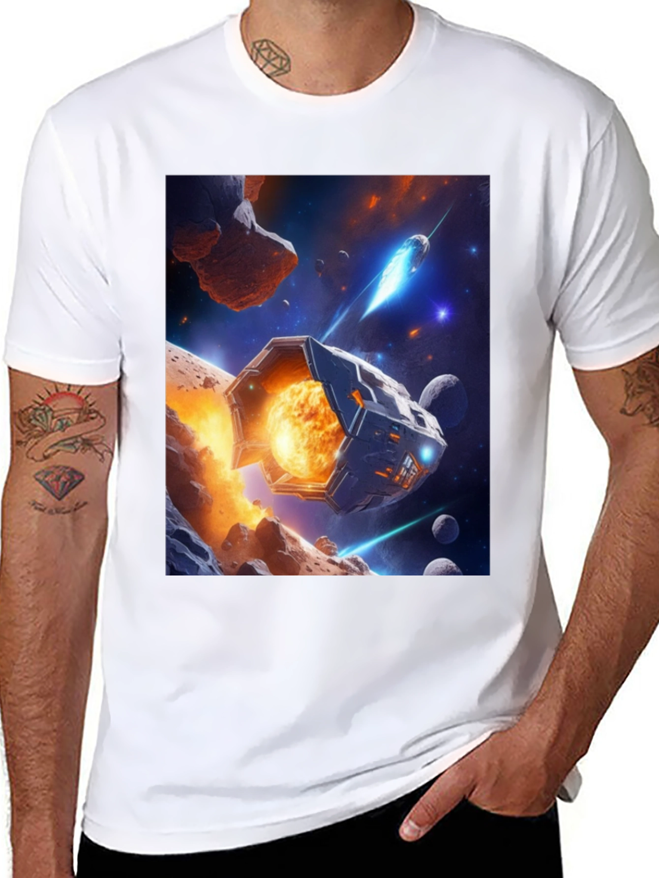Sci-Fi Space T-Shirt: Cosmic Voyage Design