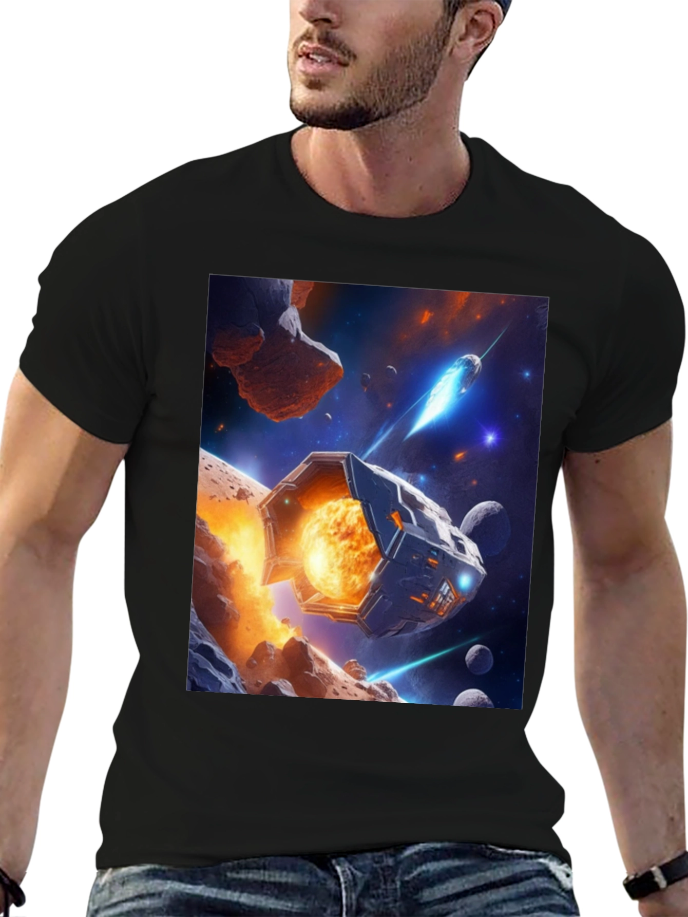 Sci-Fi Space T-Shirt: Cosmic Voyage Design