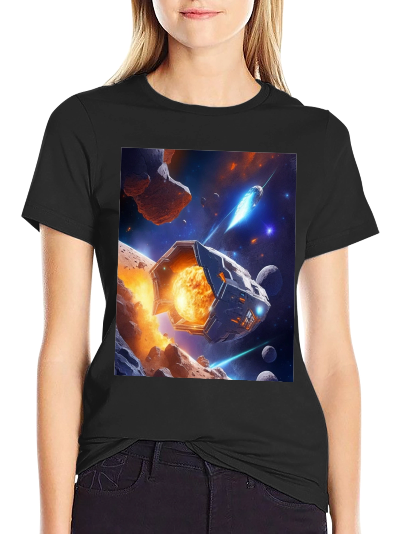 Sci-Fi Space T-Shirt: Cosmic Voyage Design