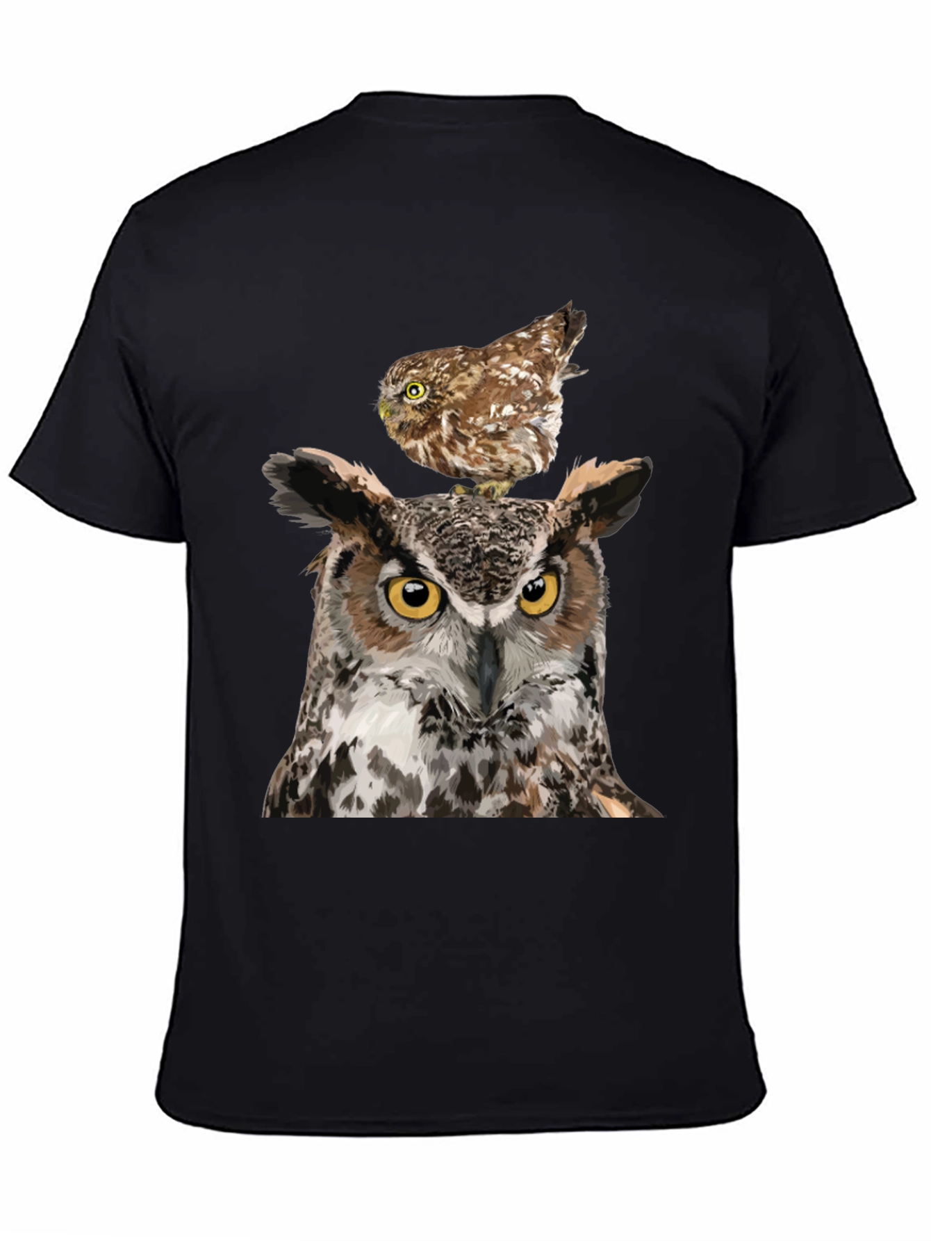 Owl T-Shirt: Two Owls Graphic Print Tee