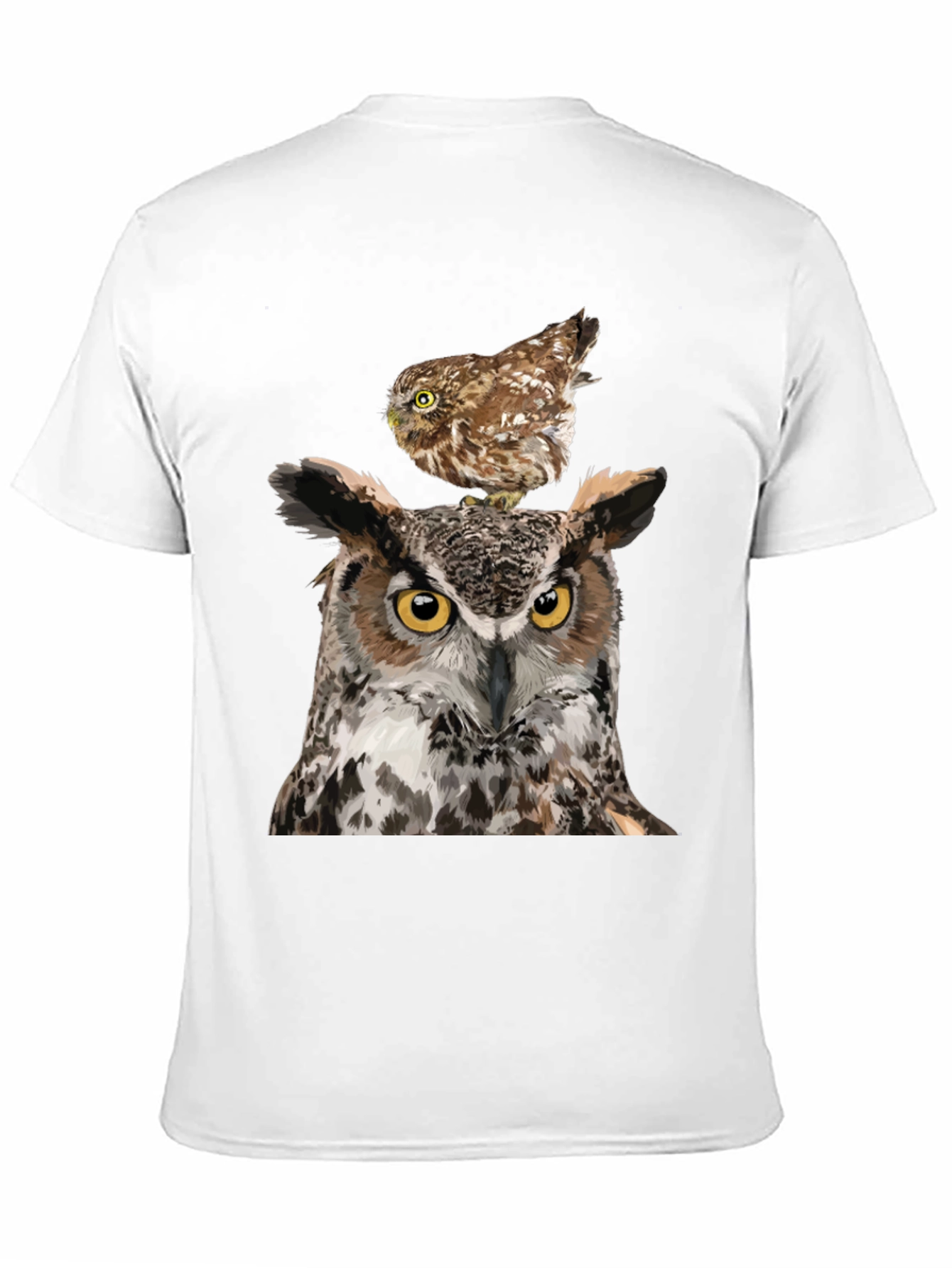 Owl T-Shirt: Two Owls Graphic Print Tee