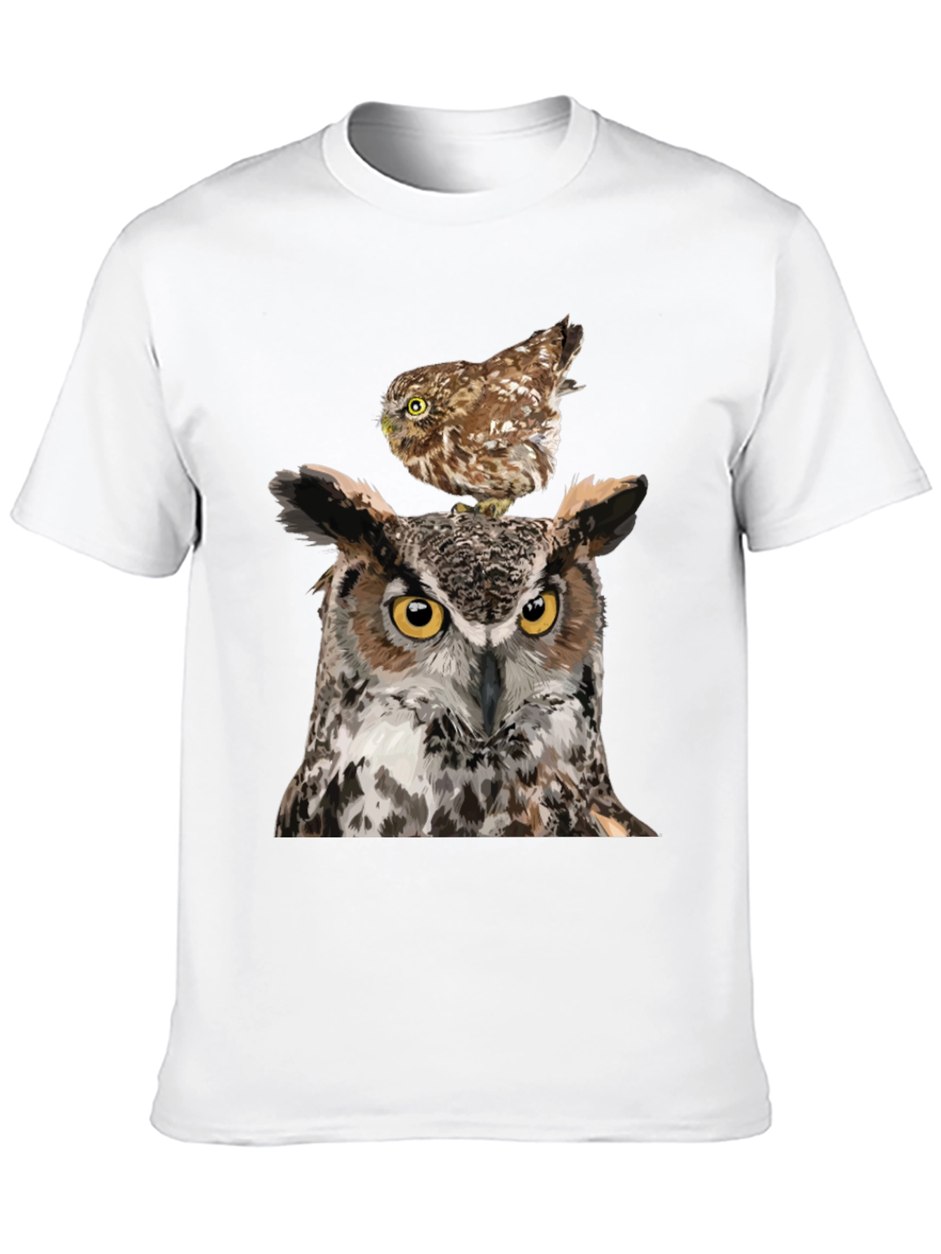 Owl T-Shirt: Two Owls Graphic Print Tee