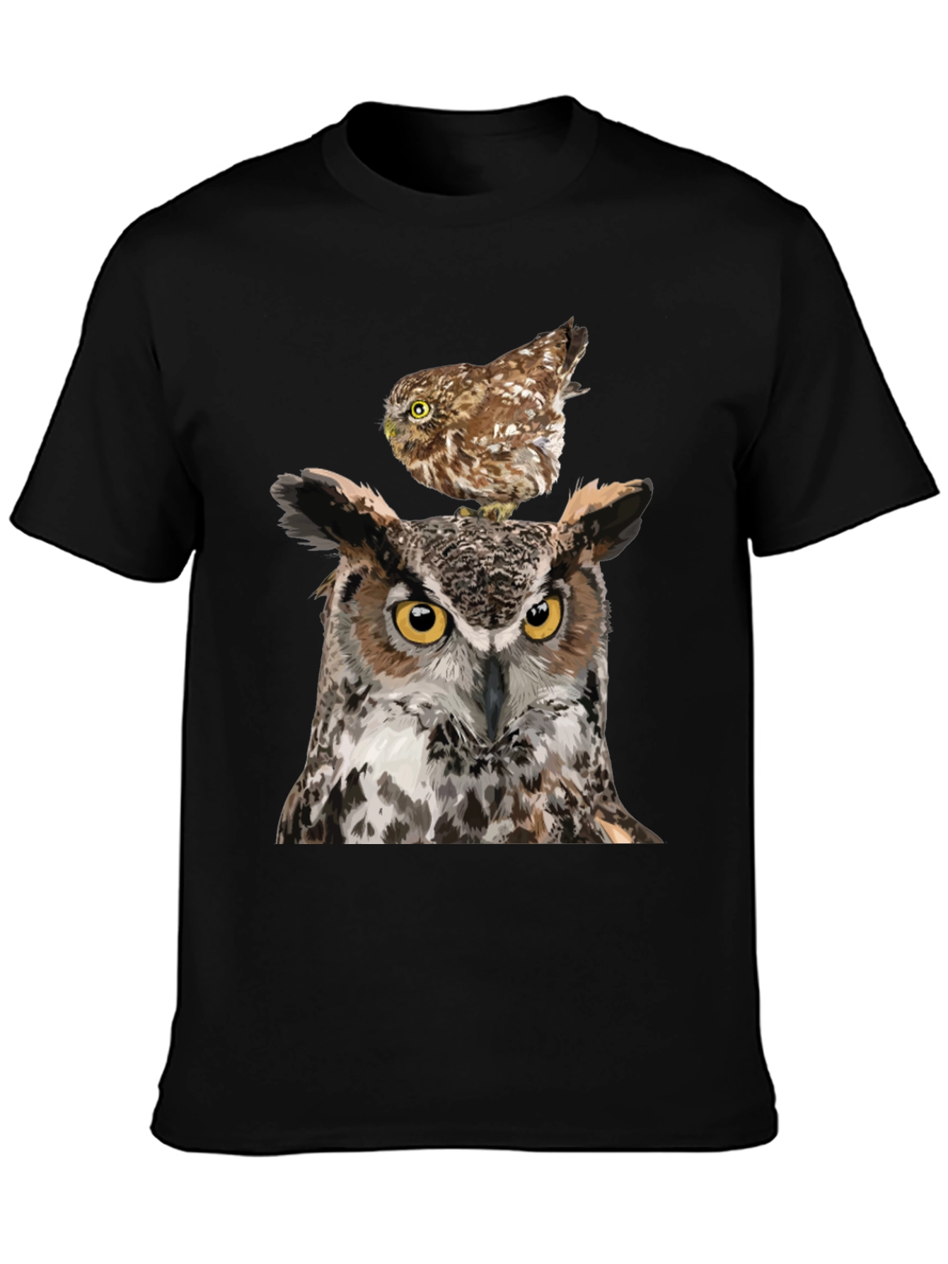 Owl T-Shirt: Two Owls Graphic Print Tee